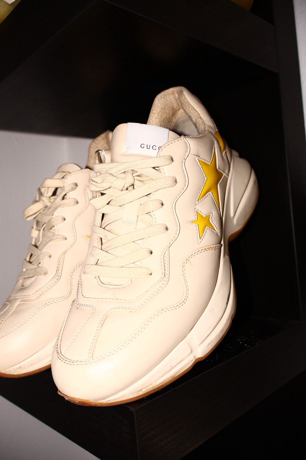 Gucci Gucci Rhyton Leather Star Sneakers – Cream / Yellow Size US 8.5 / EU 41-42 - 2 Thumbnail