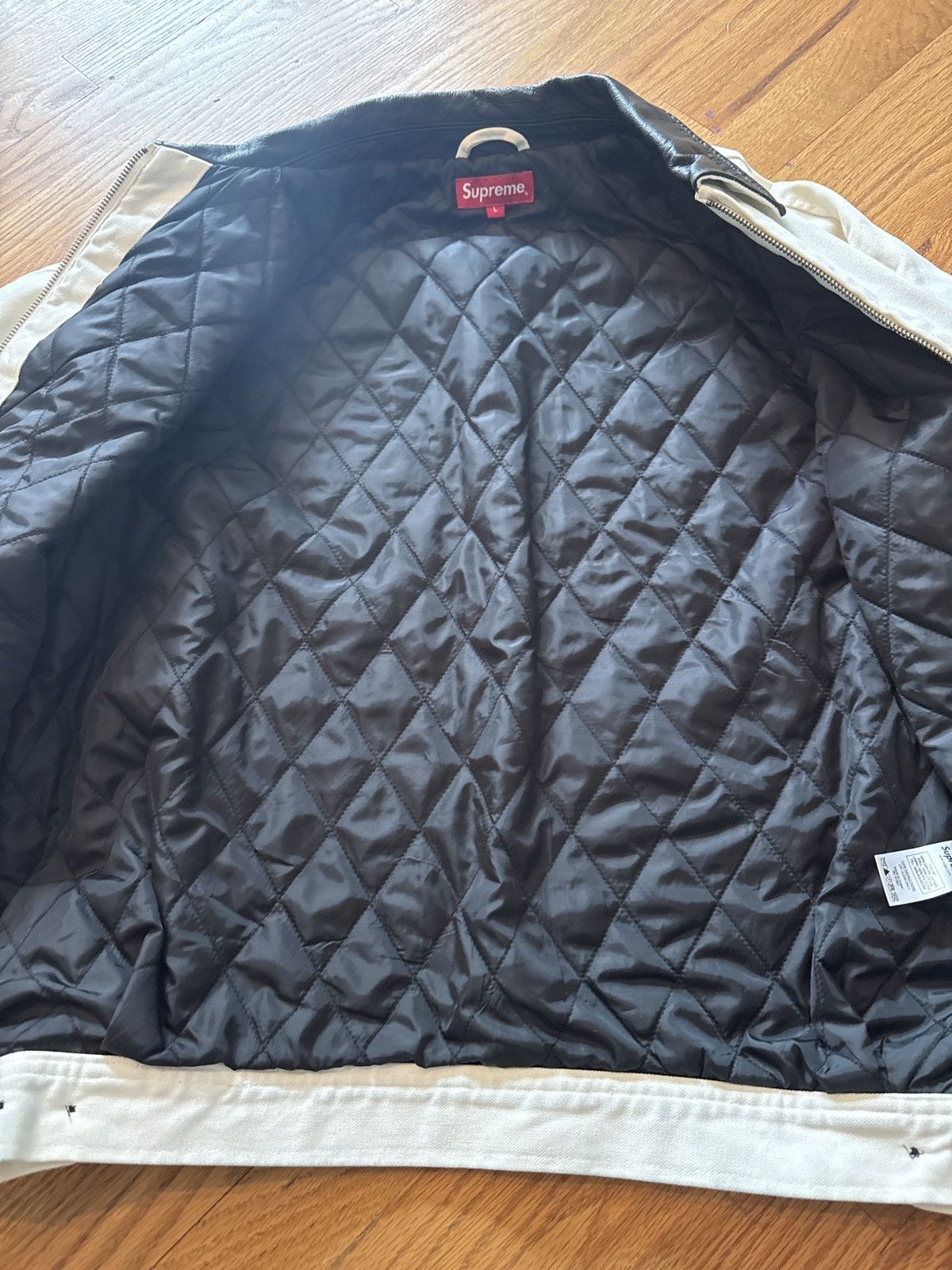 Supreme Supreme white leather collar work jacket FW20 Size US L / EU 52-54 / 3 - 4 Thumbnail