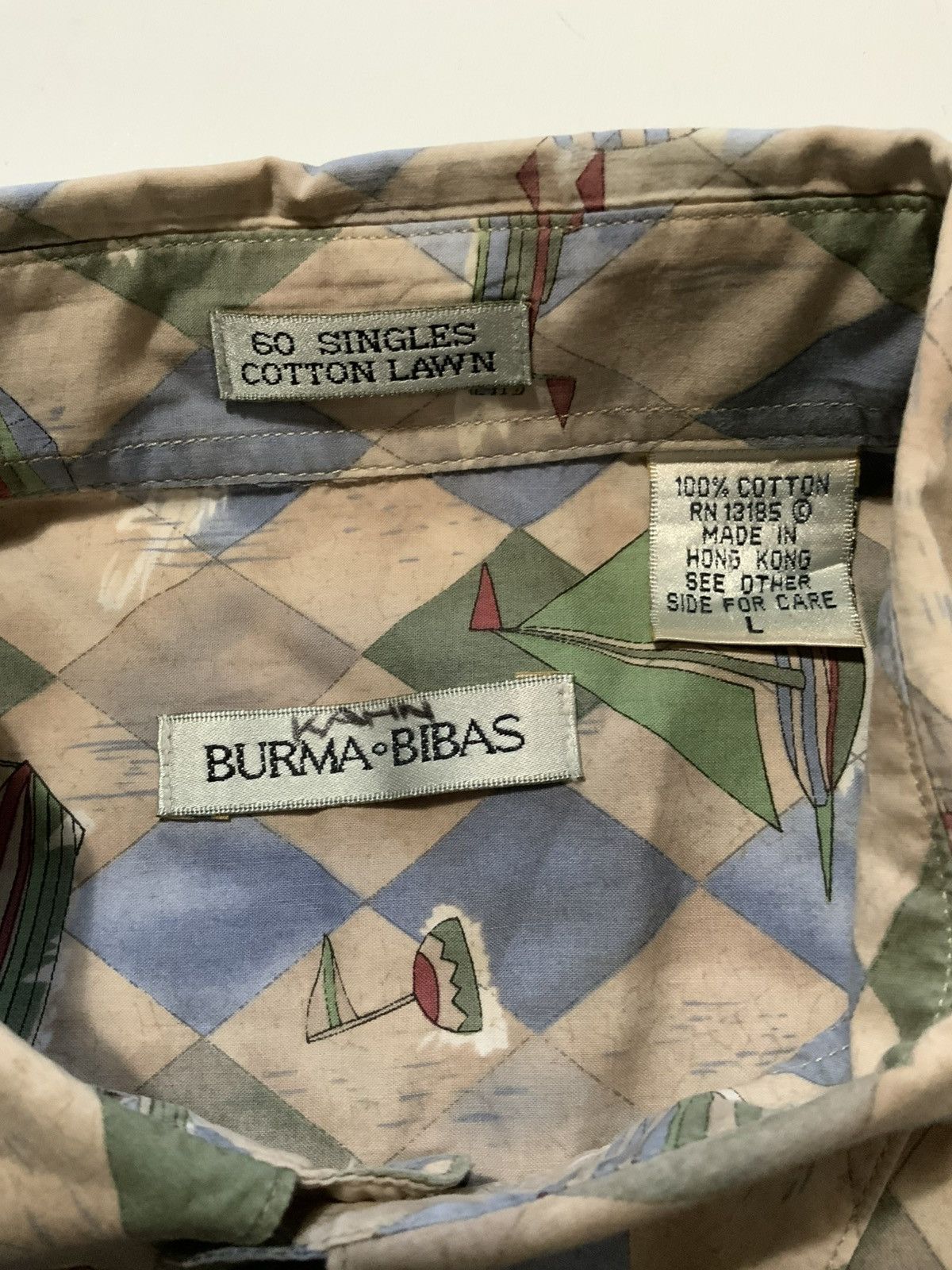 Burma Bibas Vintage Burma Bibas 60 AOP Boats Argyle Button Shirt Size US L / EU 52-54 / 3 - 6 Thumbnail