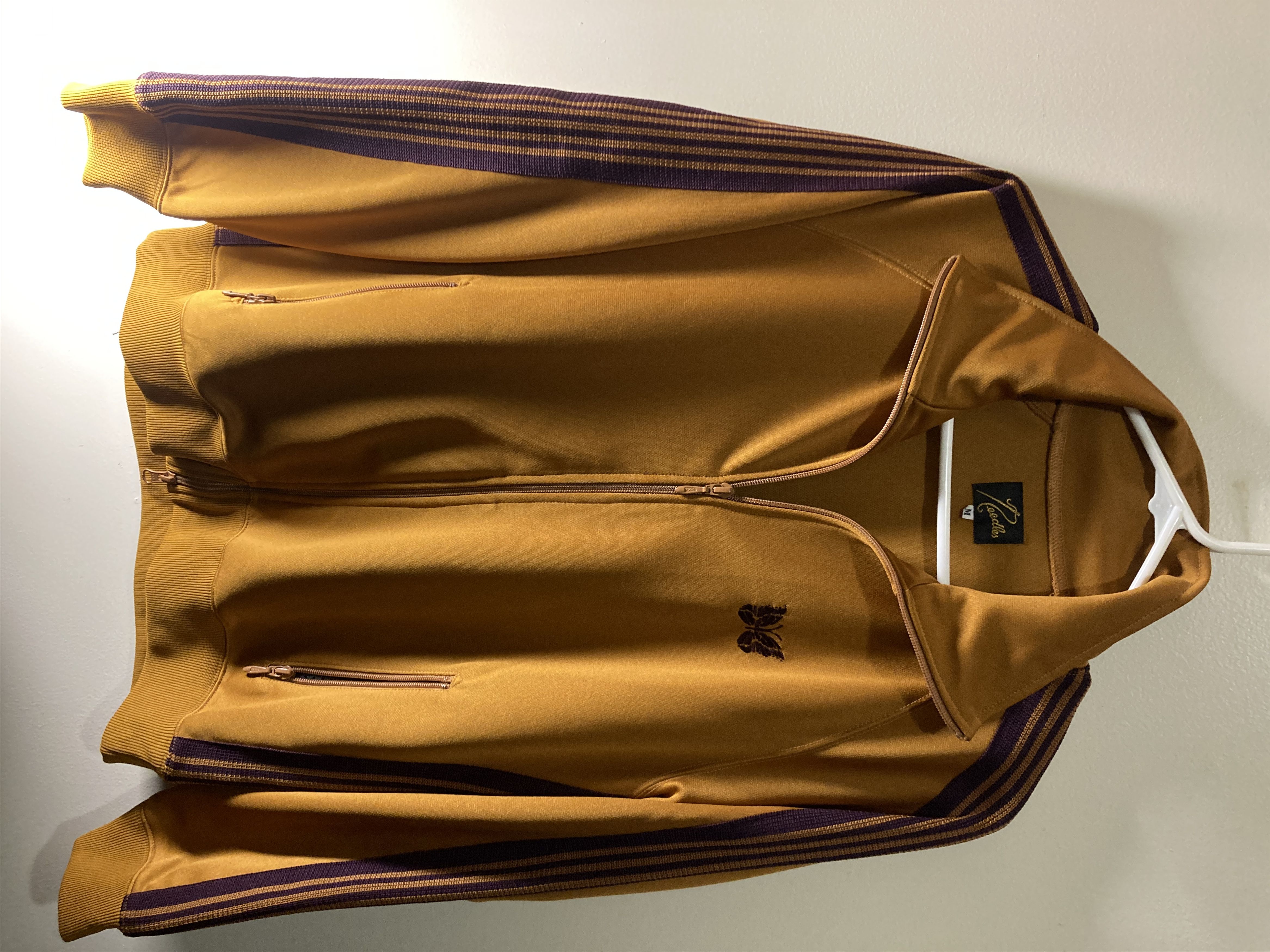 image of Needles Orange Mustard Butterfly Logo Track Jacket Medium, Men's