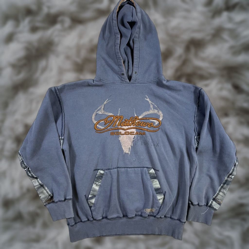 Mathews Archery Hoodie Mens Large Gray Sweatshirt Solocam Bow Deer Hunting Camo