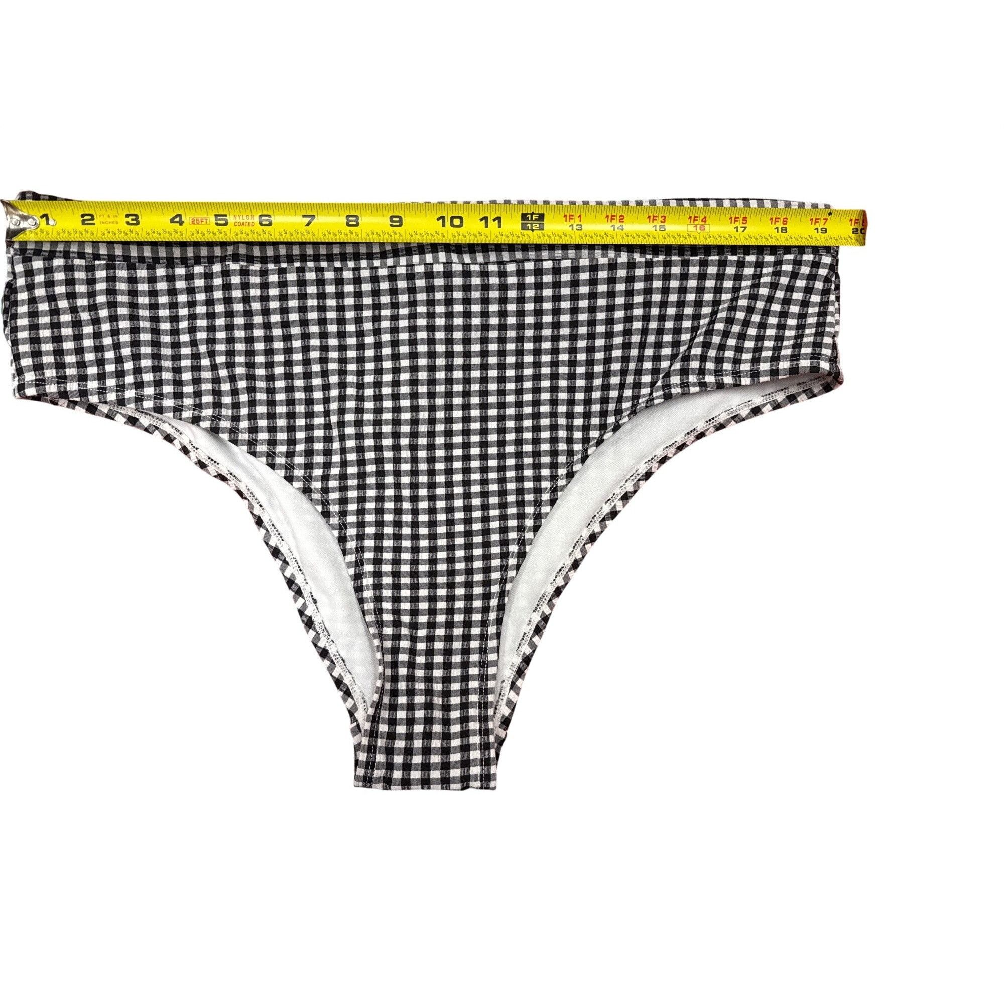 Other Black & White Gingham High-Waist Bikini Bottoms By Xhilarati Size ONE SIZE - 6 Thumbnail