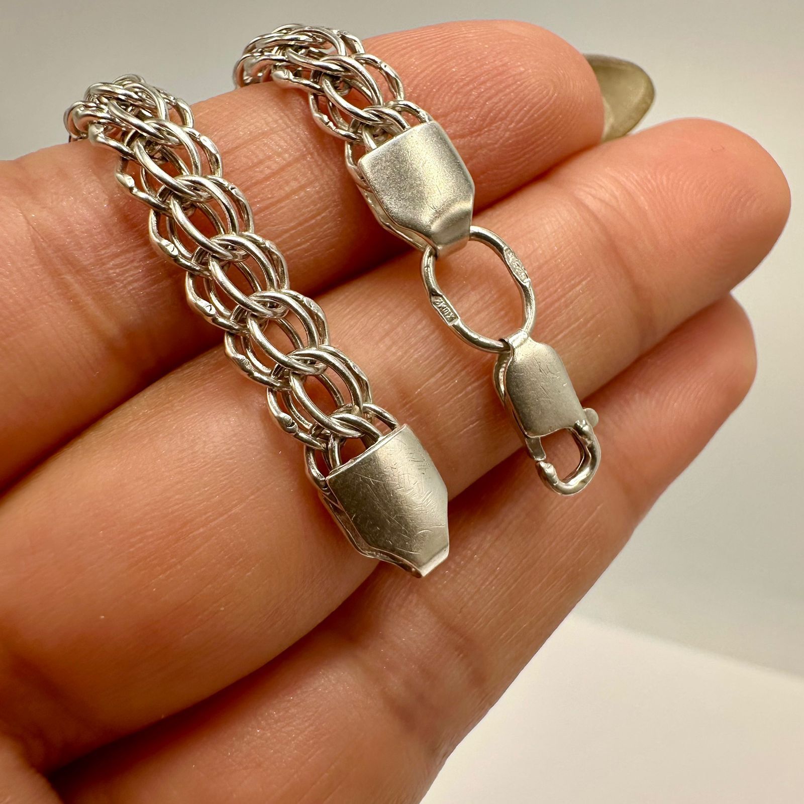 Sterling Silver Vintage 925 Sterling Silver Bracelet Double Link Chain Size ONE SIZE - 4 Thumbnail