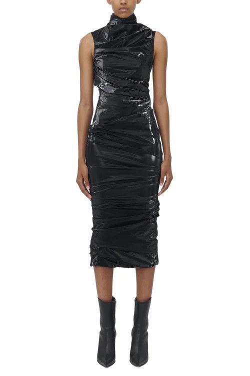o1s22i1n1024 Laminated Jersey Dress in Black