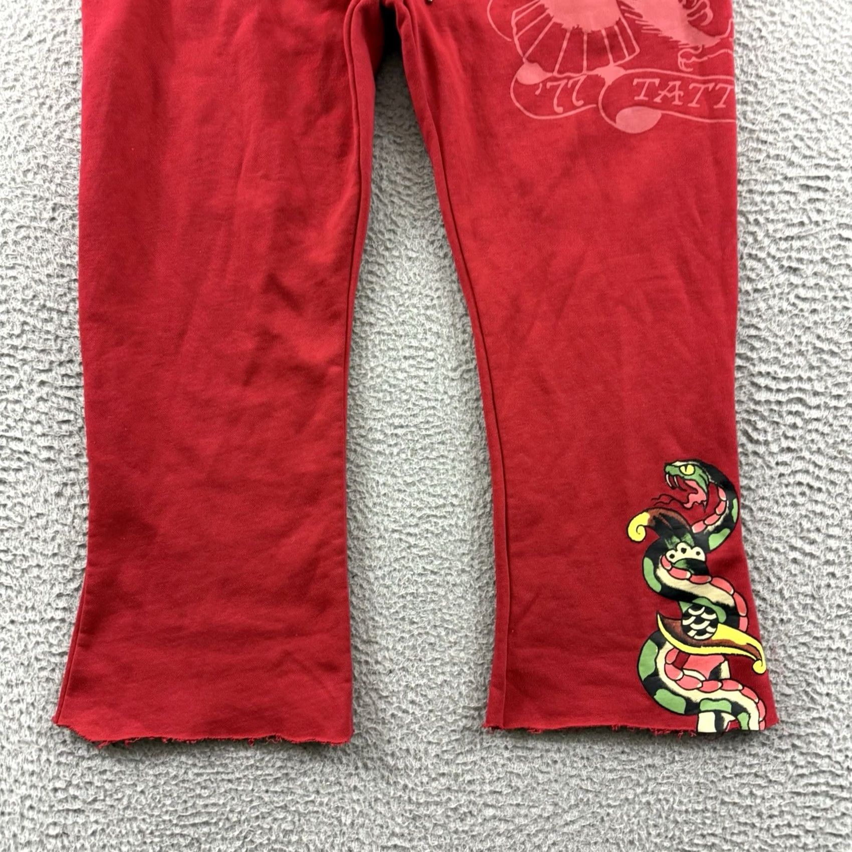 Ed Hardy Ed Hardy Sweatpants Women Large Red Wide-Leg Fleece Logo Pockets Y2K Skull Tattoo Heart Casual Relaxed Pants Size 36" / US 14 / IT 50 - 3 Thumbnail
