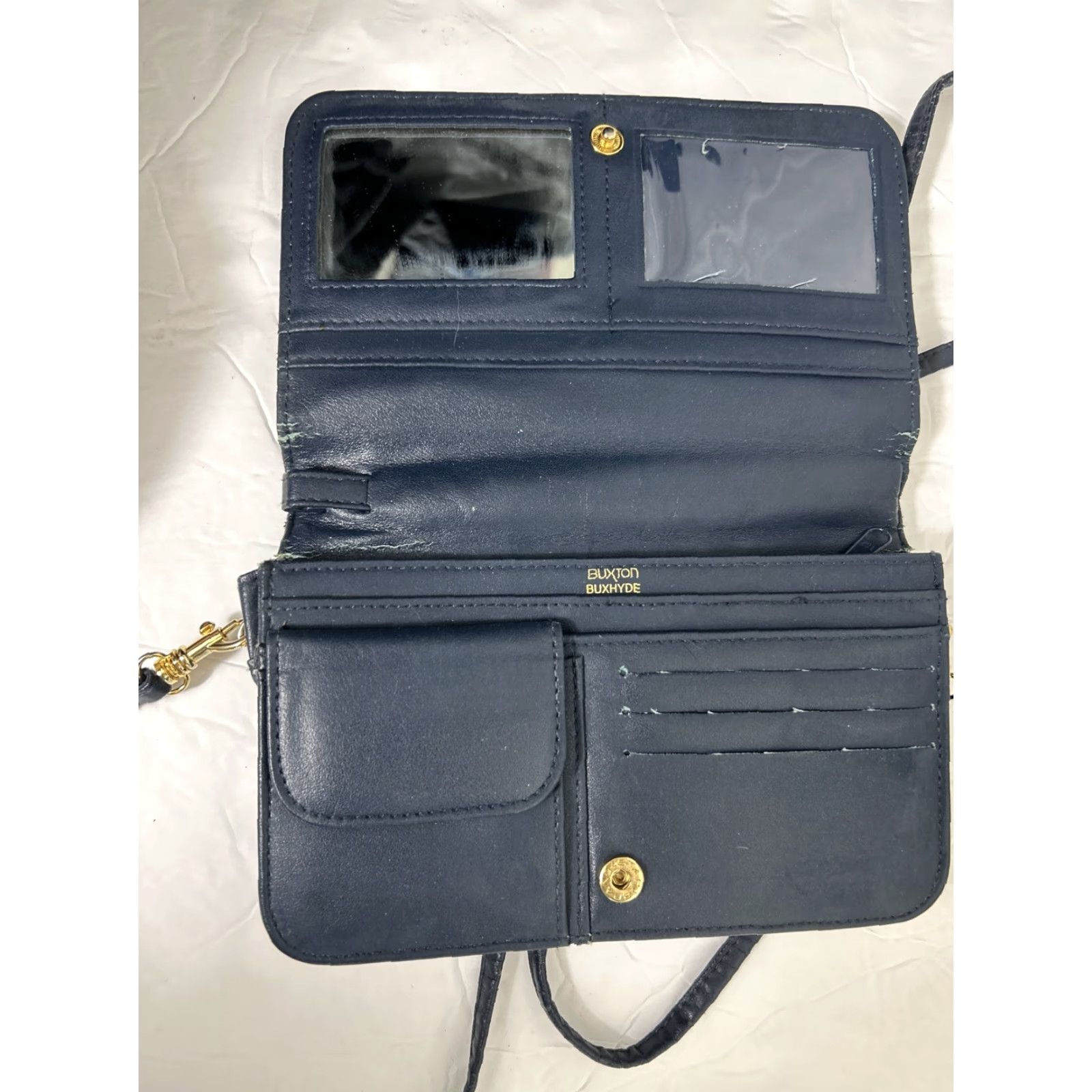 Vintage VINTAGE Buxton Crossbody Small Blue Leather Purse 7.5x4x2 Women Bag Buxton Crossbody Blue 7.5x4x2 Size ONE SIZE - 7 Thumbnail