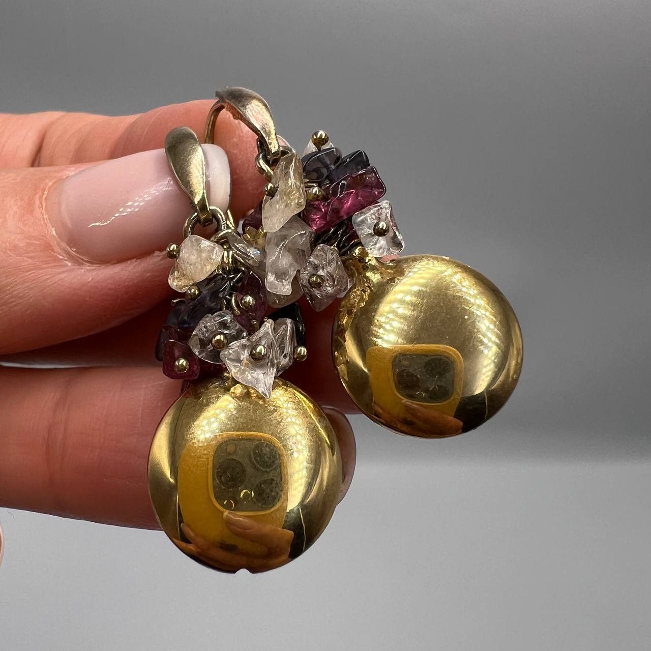Vintage Gilt Sterling Silver Vintage Earrings Quartz Gemstone Signed Size ONE SIZE - 3 Thumbnail