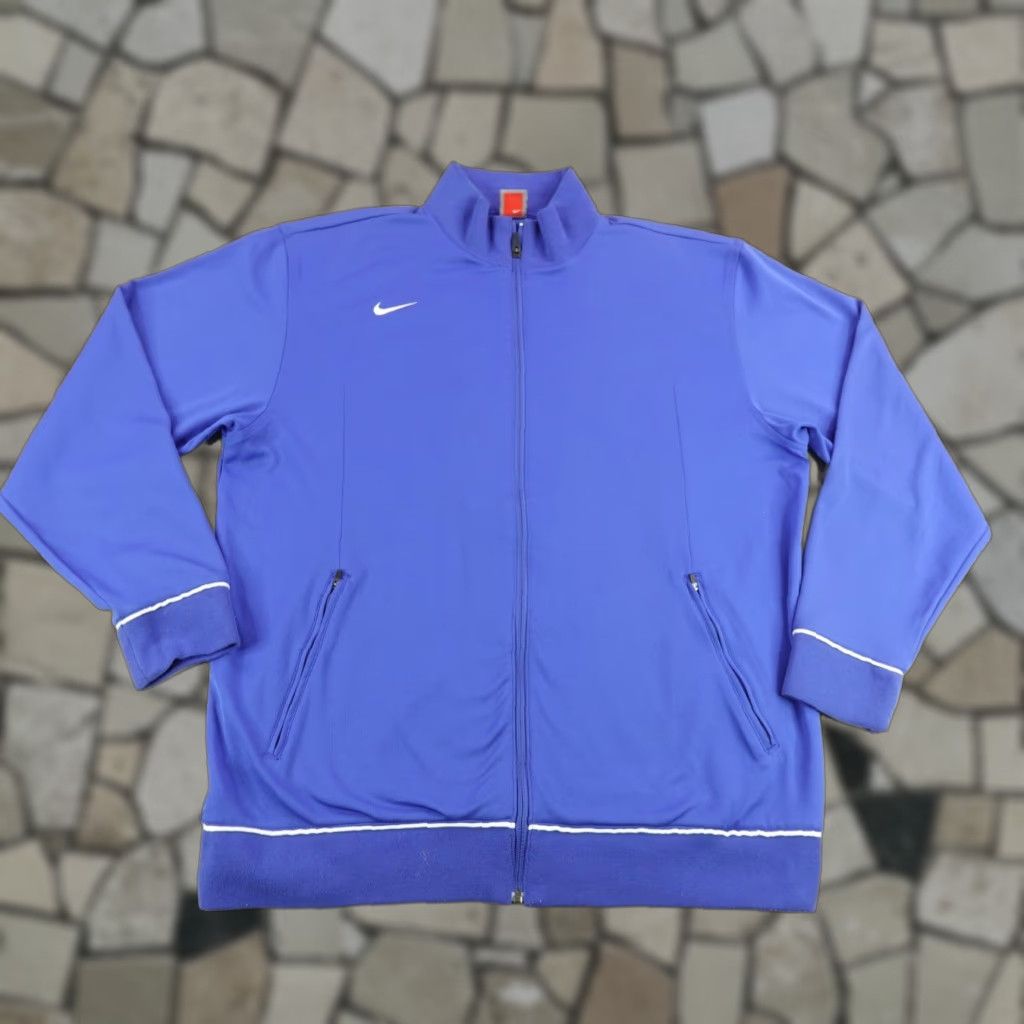 Nike VINTAGE Nike Jacket Mens XL Blue Team Track Coat Full Zip Up Swoosh Athletic Y2K Size US XL / EU 56 / 4 - 1 Thumbnail