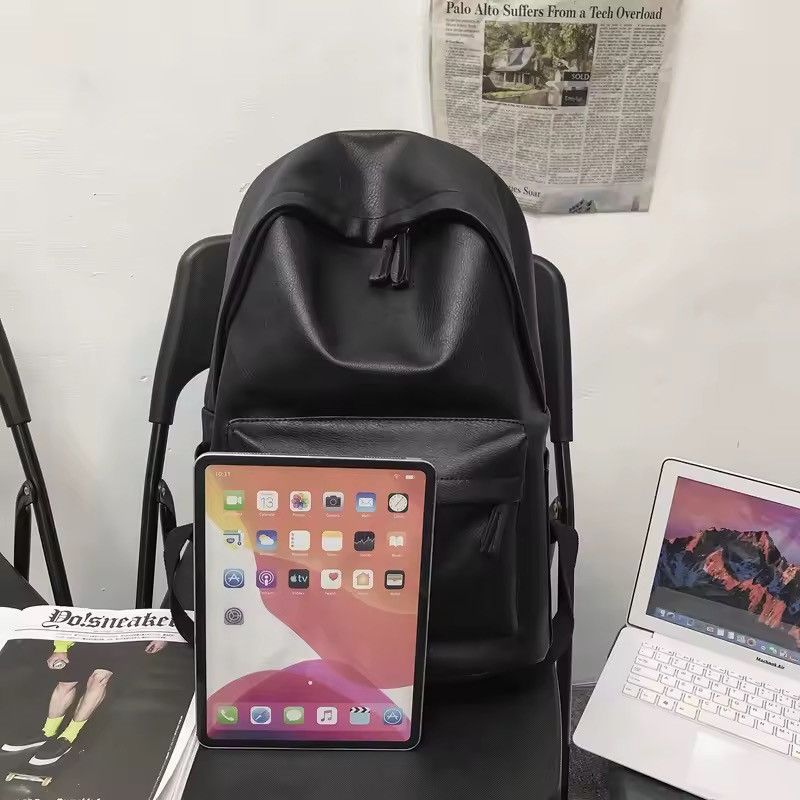Japanese Brand Soft Casual Basic PU Leather Backpack Size ONE SIZE - 4 Thumbnail