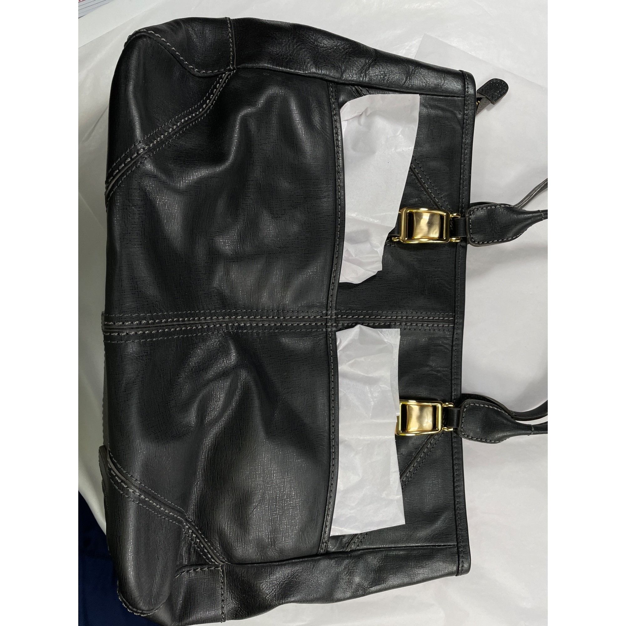 Brighton Brighton SKU 7523 Black Faux Leather Tote Bag With Gold Hard Size ONE SIZE - 10 Thumbnail