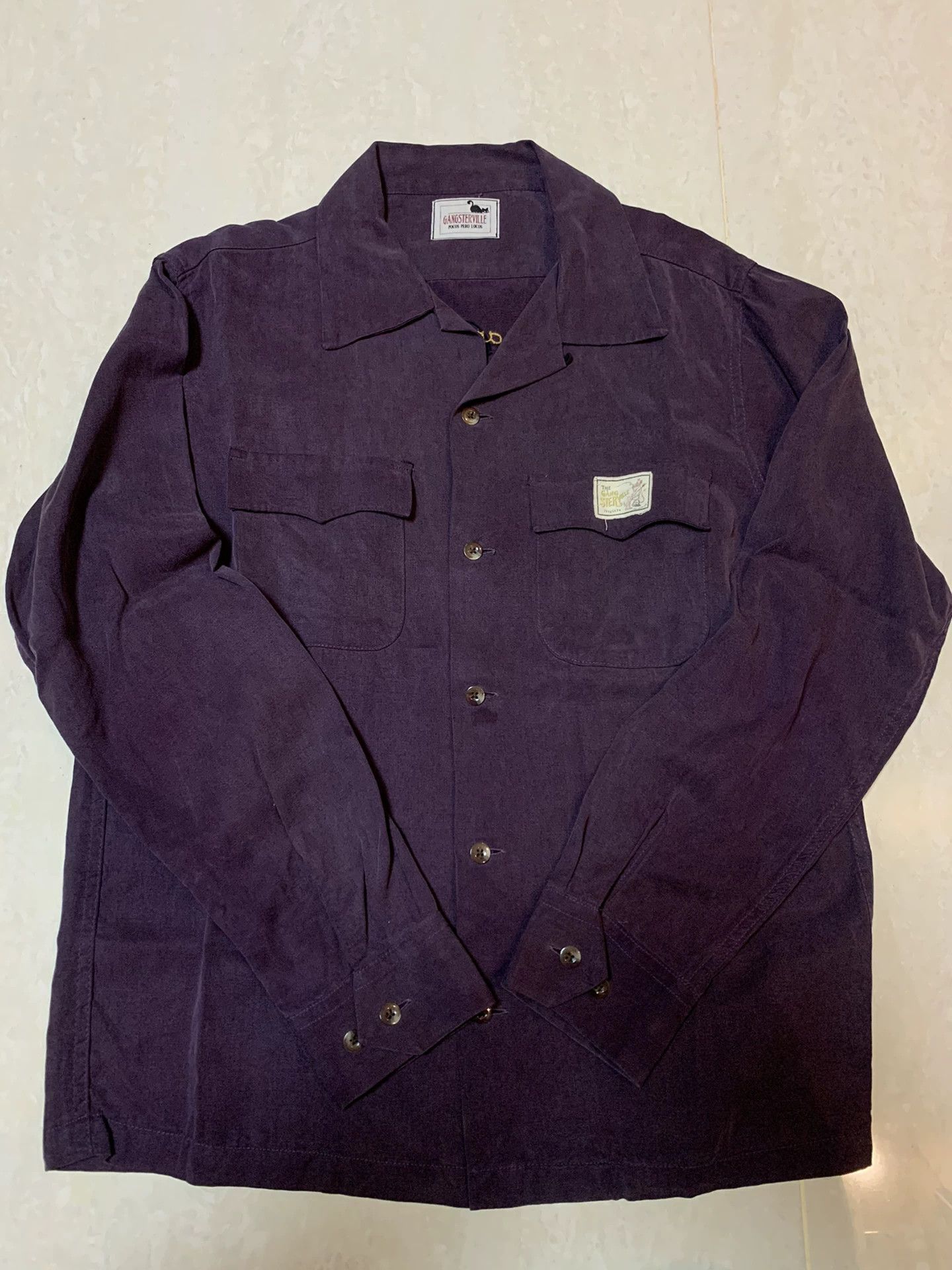 Gangster Doodles GANGSTERVILLE Silk Purple Shirt Size US M / EU 48-50 / 2 - 1 Thumbnail