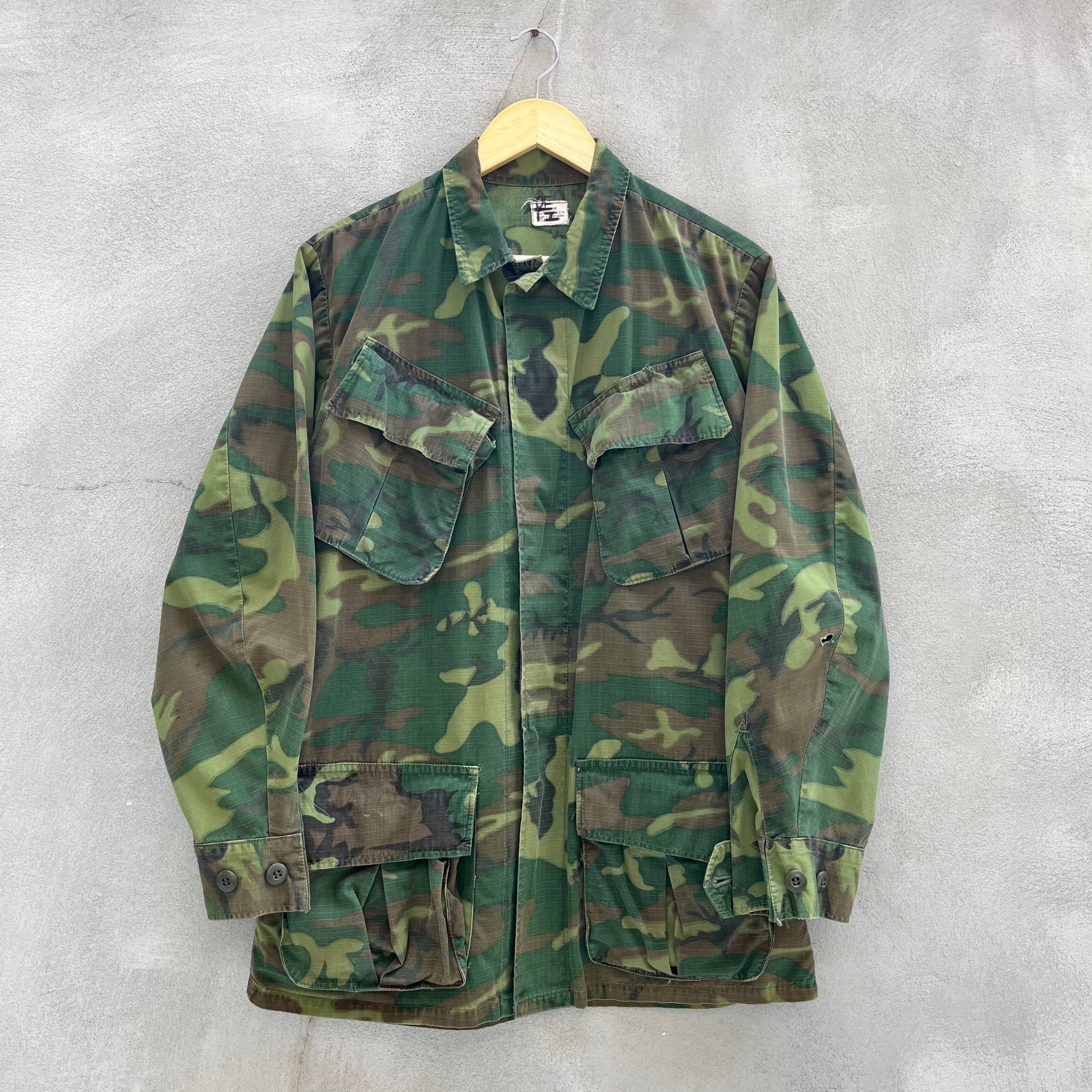 image of Made In USA x Military 60's Military Erdl Slant Pocket Jungle Jacket in Green Camo (Size Medium)