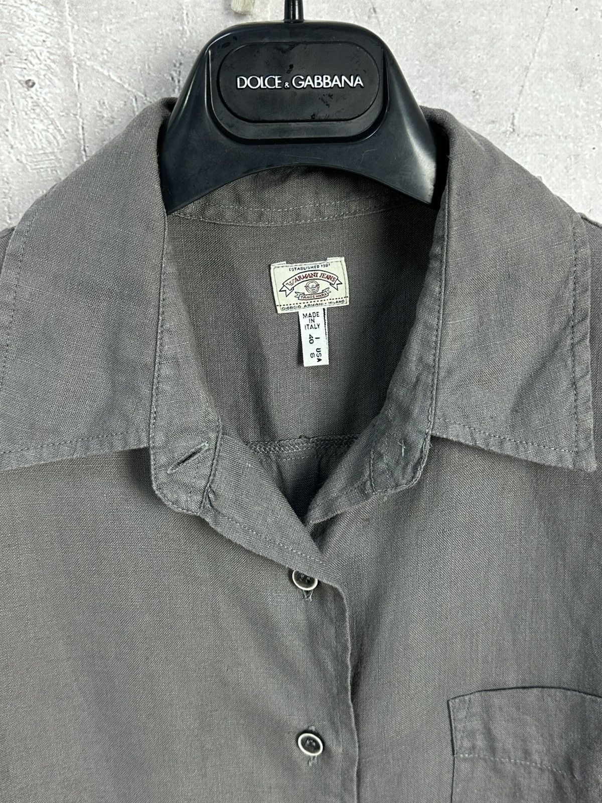 Armani Vintage Armani Jeans Grey Linen Short Sleeve Shirt Size M / US 6-8 / IT 42-44 - 3 Thumbnail