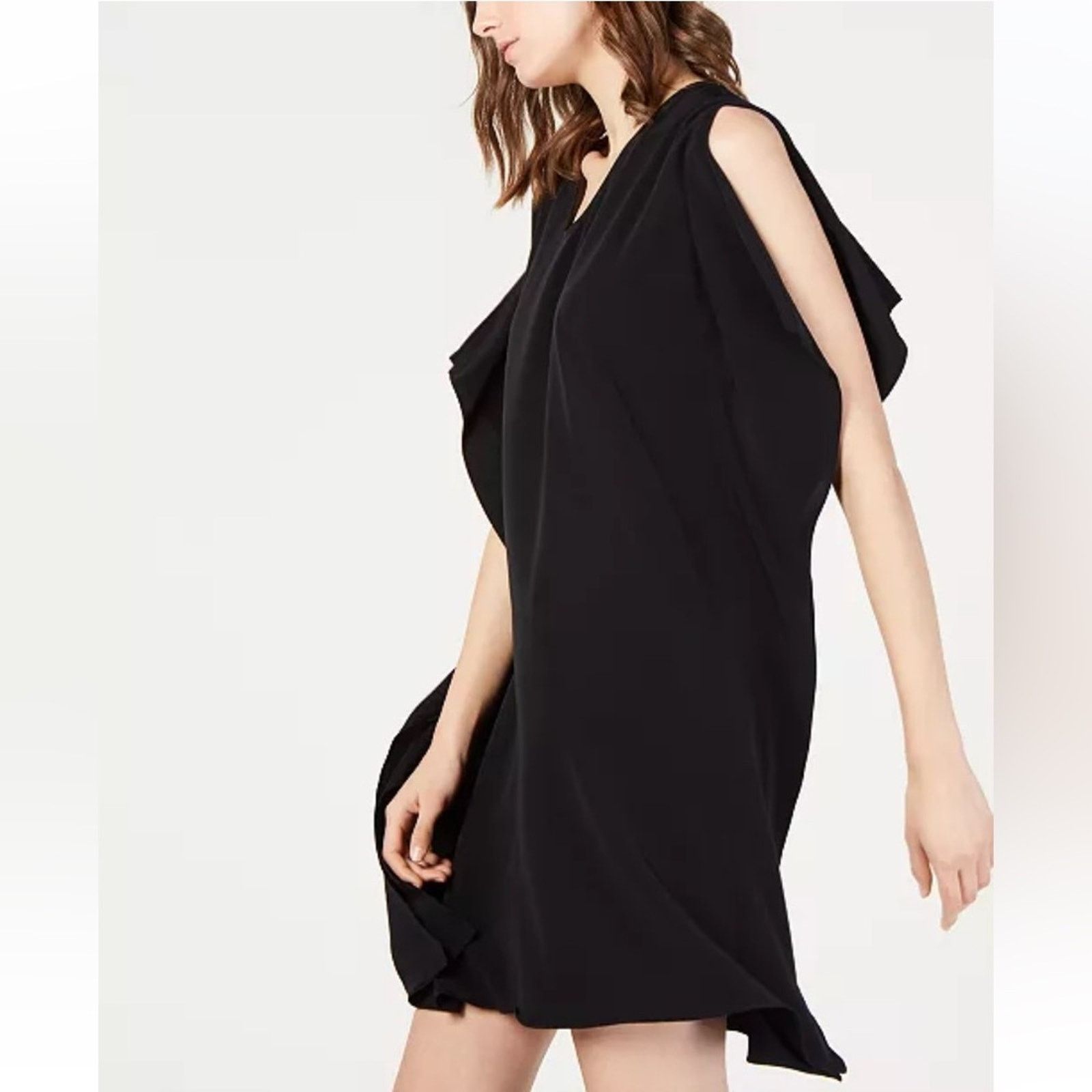 Eileen Fisher New $278 Eileen Fisher Tencel Black V Neck Caftan Dress XS Size XS / US 0-2 / IT 36-38 - 5 Thumbnail