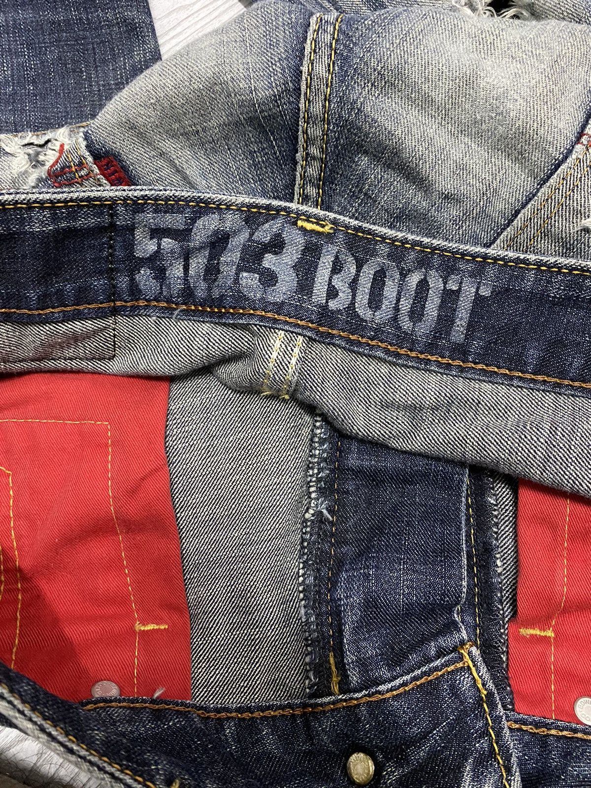 20471120 × Edwin × Japanese Brand Edwin 503 Bootcut Blue Trip Edgeline Washed Denim Size US 30 / EU 46 - 17 Thumbnail