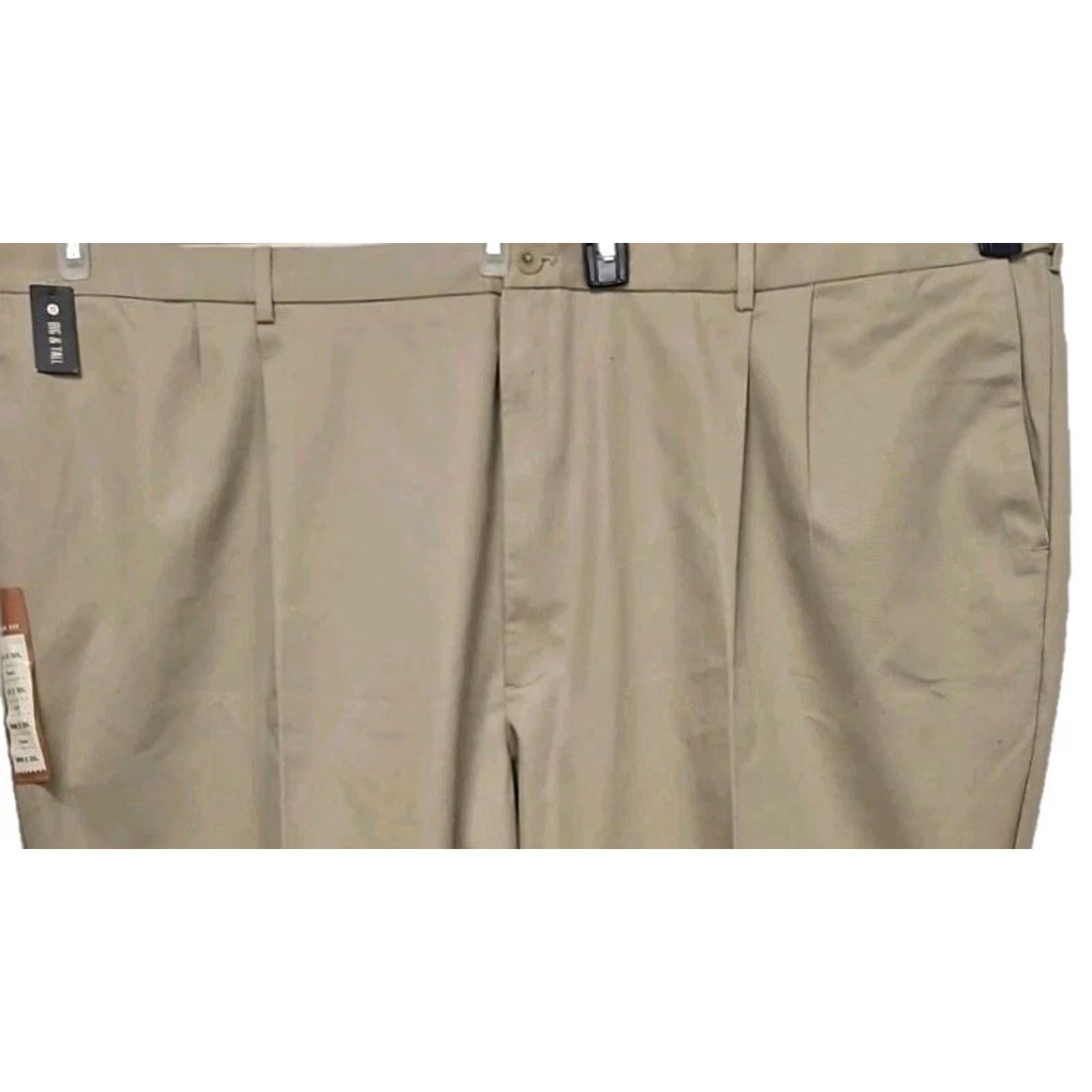Haggar Haggar Khaki Pants 56W 26in Inseam Big & Tall Comfort Waist Classic Fit Solid Twill Cotton Flat Front Zip Button Mens Pants Size US 40 / EU 56 - 2 Thumbnail