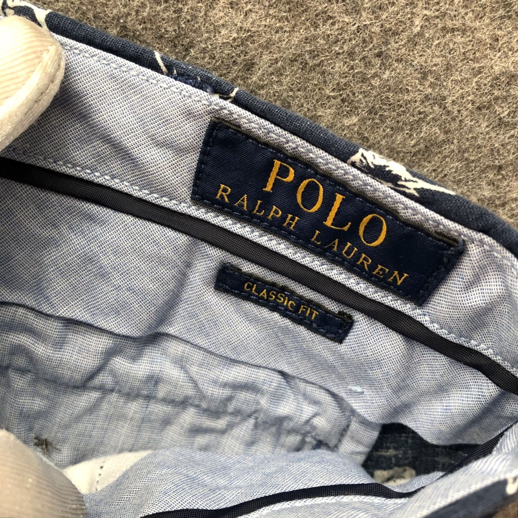 Polo Ralph Lauren Polo Ralph Lauren Classic Fit Linen Blend Shorts Mens 36 Blue Swordfish Print Chino Casual Summer Front Pockets Size US M / EU 48-50 / 2 - 6 Thumbnail