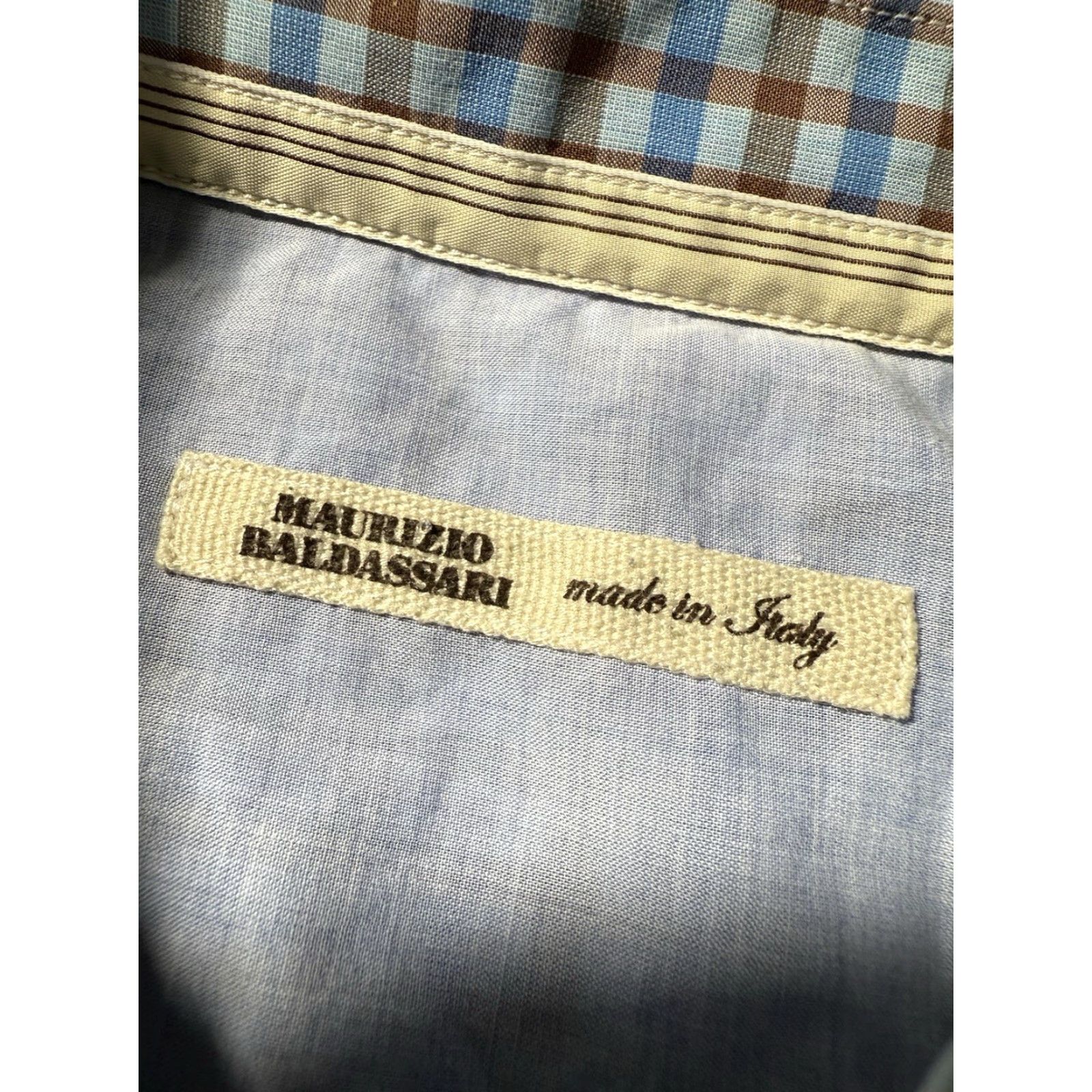 Vintage Maurizio Baldassari Shirt Mens XL Blue Plaid Button Down Italy Shirt Size US XL / EU 56 / 4 - 3 Thumbnail