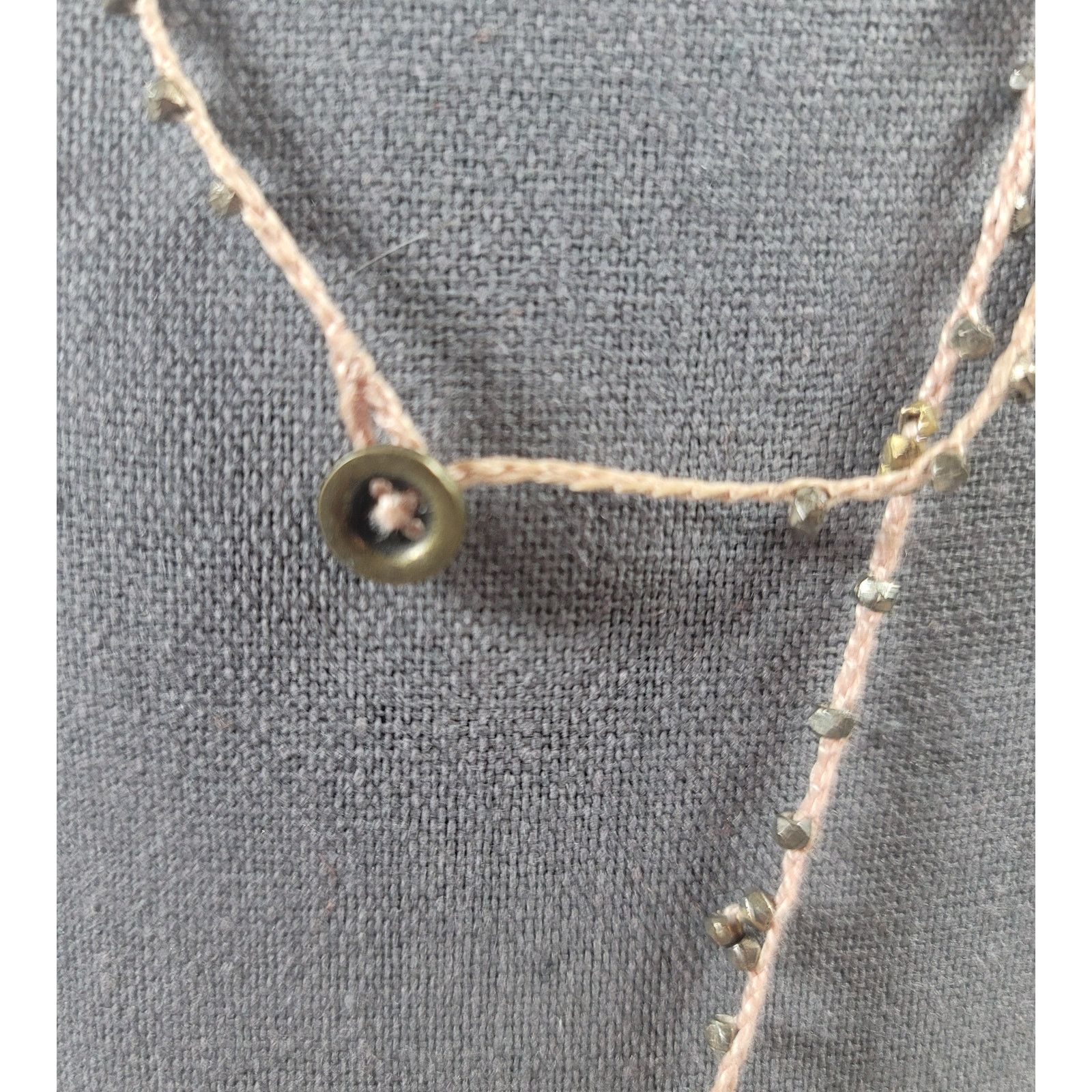 Other Pink Braided Gold / Brass Small Beads 16" Necklace Delicate Size ONE SIZE - 5 Thumbnail