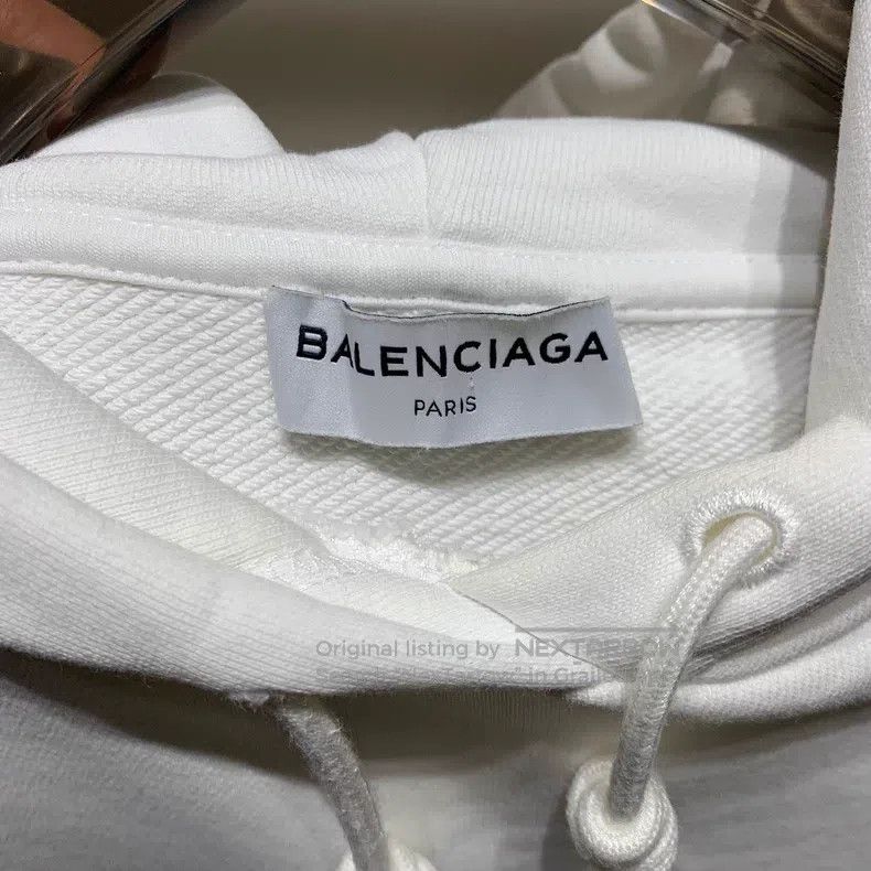 Balenciaga Balenciaga Logo print white loose hooded sweatshirt Size US XS / EU 42 / 0 - 2 Thumbnail