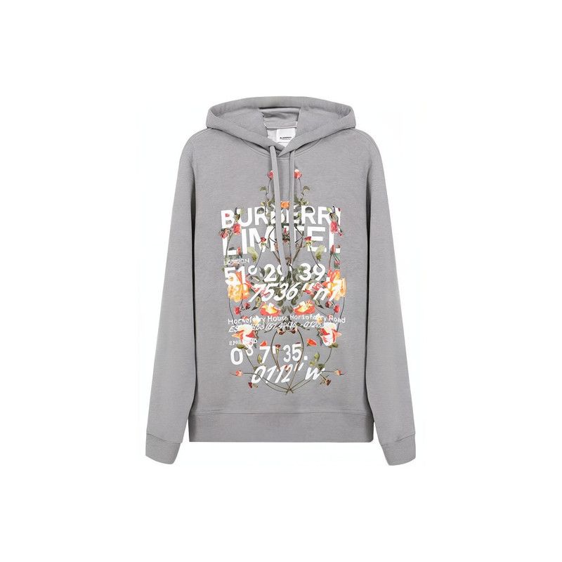 Burberry Burberry Letter Print Gray Hoodie for Men 0079 Size US XS / EU 42 / 0 - 1 Thumbnail