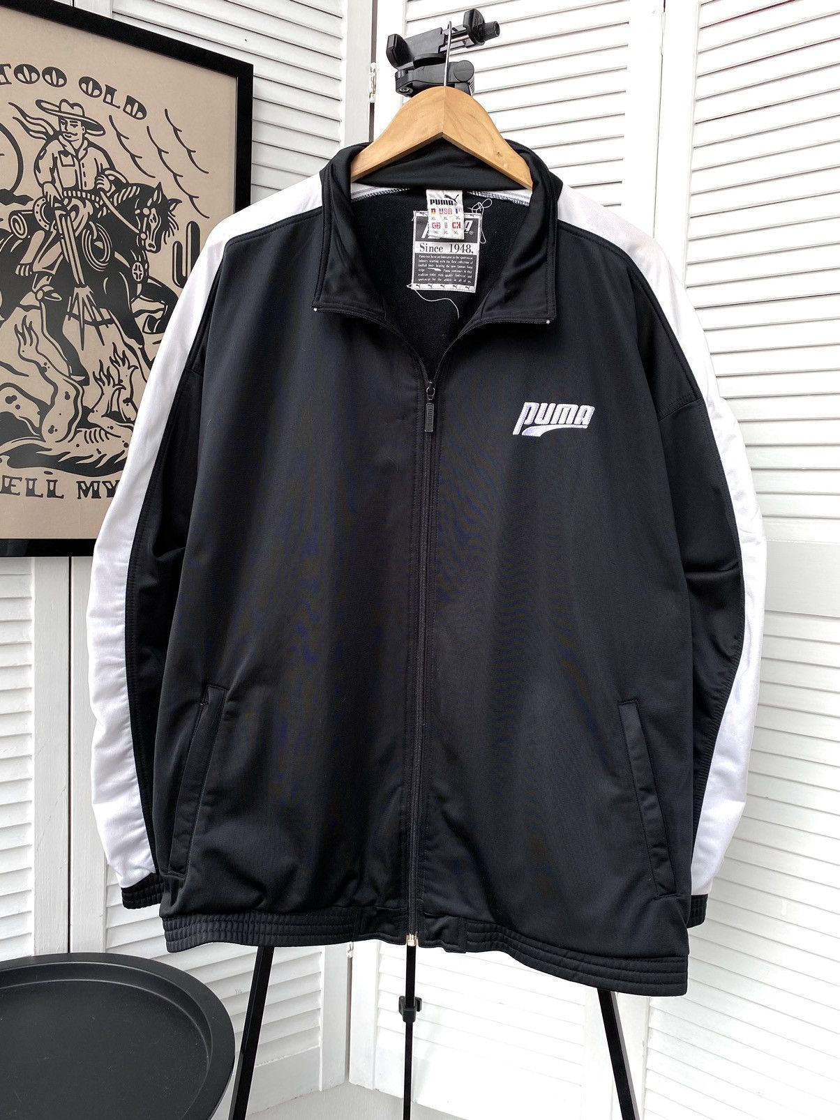 Puma × Vintage Vintage Puma Striped Track Retro Jacket Black Size US XL / EU 56 / 4 - 1 Thumbnail