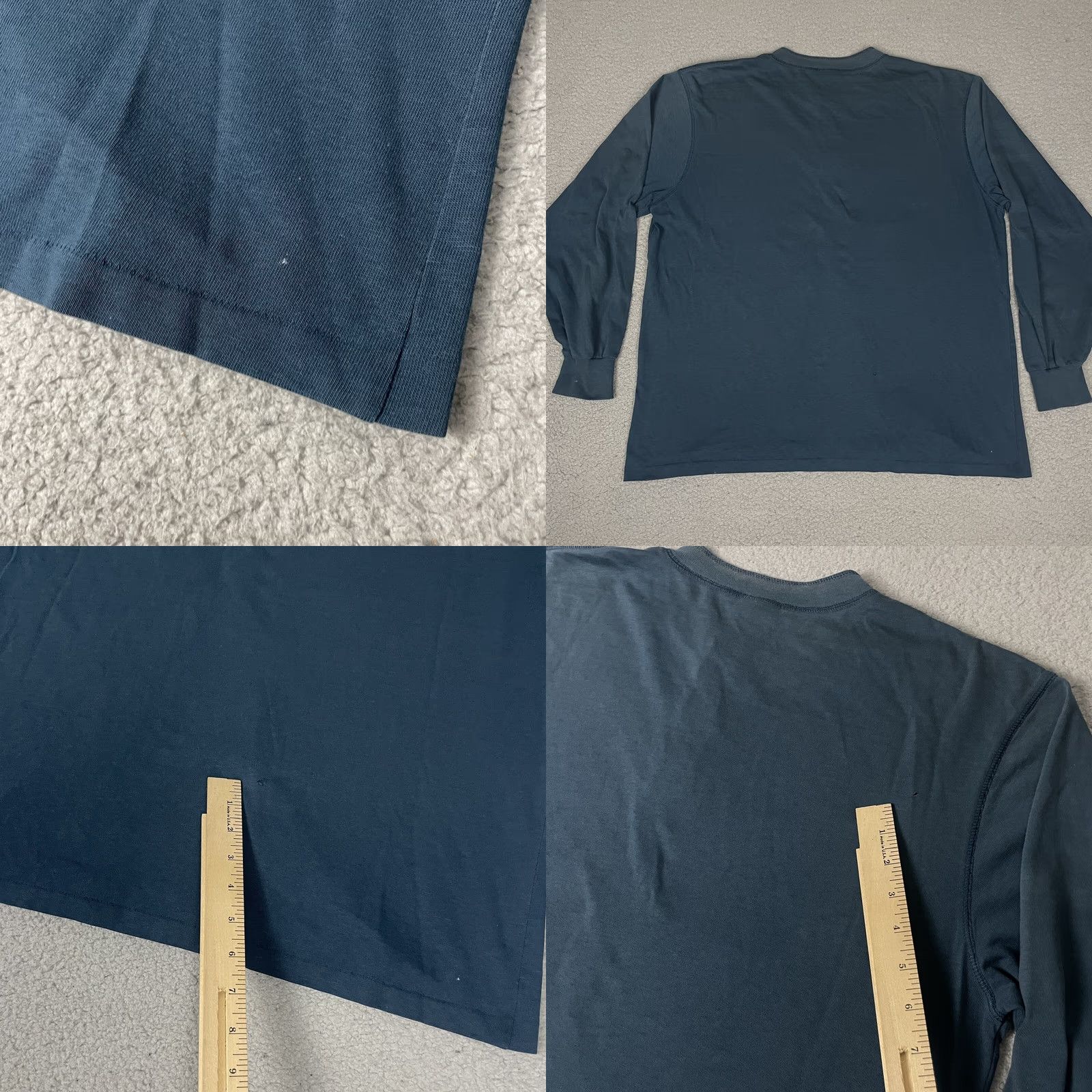 Vintage VINTAGE L.L. Bean Tshirt Shirt Adult Large Long Sleeve Henley Blue USA 1/4 Button Distressed Vtg Mens Size US L / EU 52-54 / 3 - 9 Thumbnail