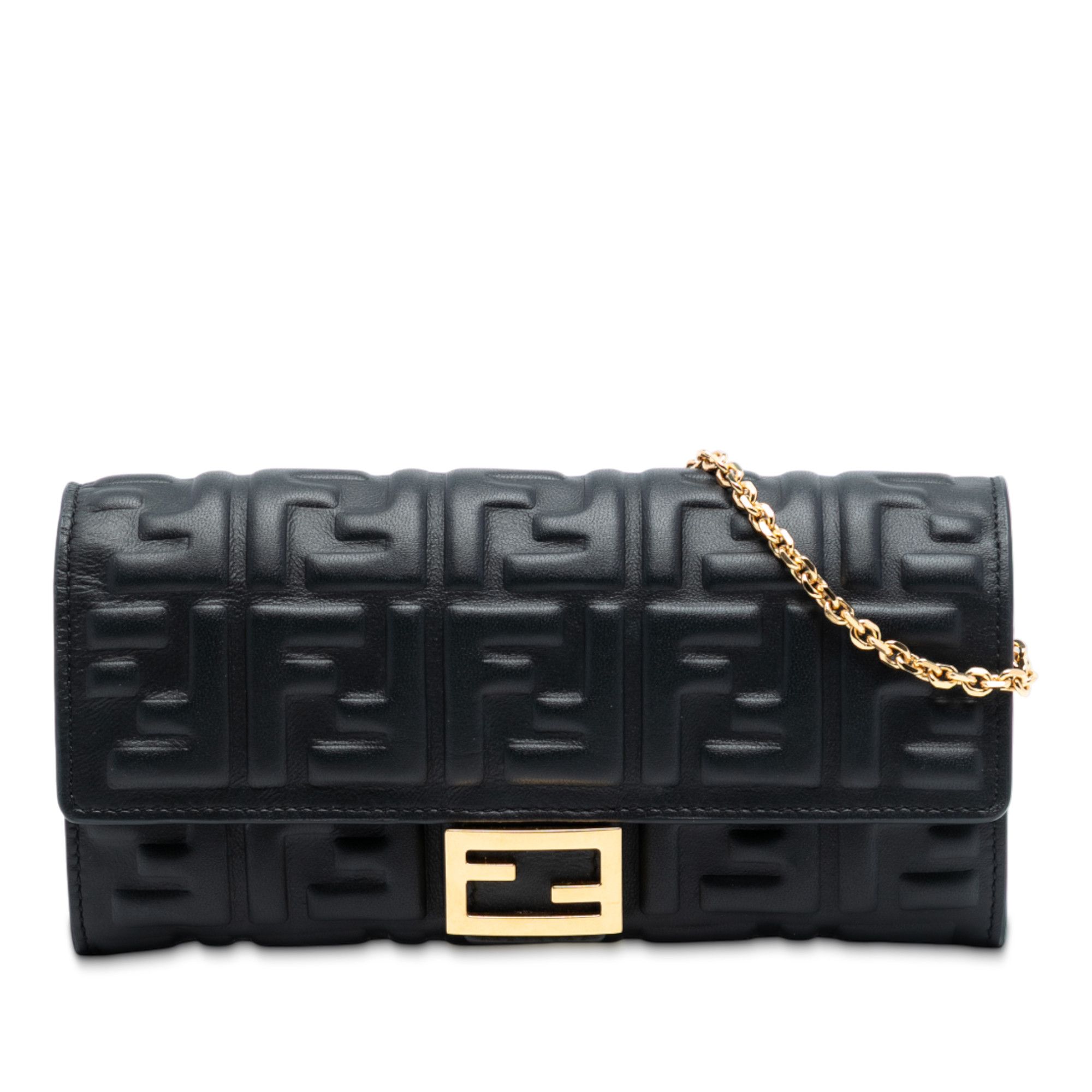Fendi Fendi Zucca Embossed Nappa Baguette Continental Wallet With Chain Size ONE SIZE - 1 Thumbnail