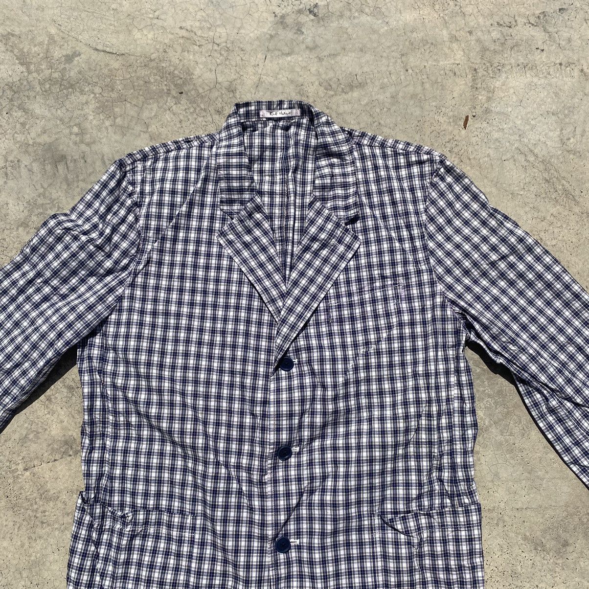 Designer × Japanese Brand × Karl Helmut Karl Helmut Navy Gingham Check Blazer – Size L Size US L / EU 52-54 / 3 - 3 Thumbnail