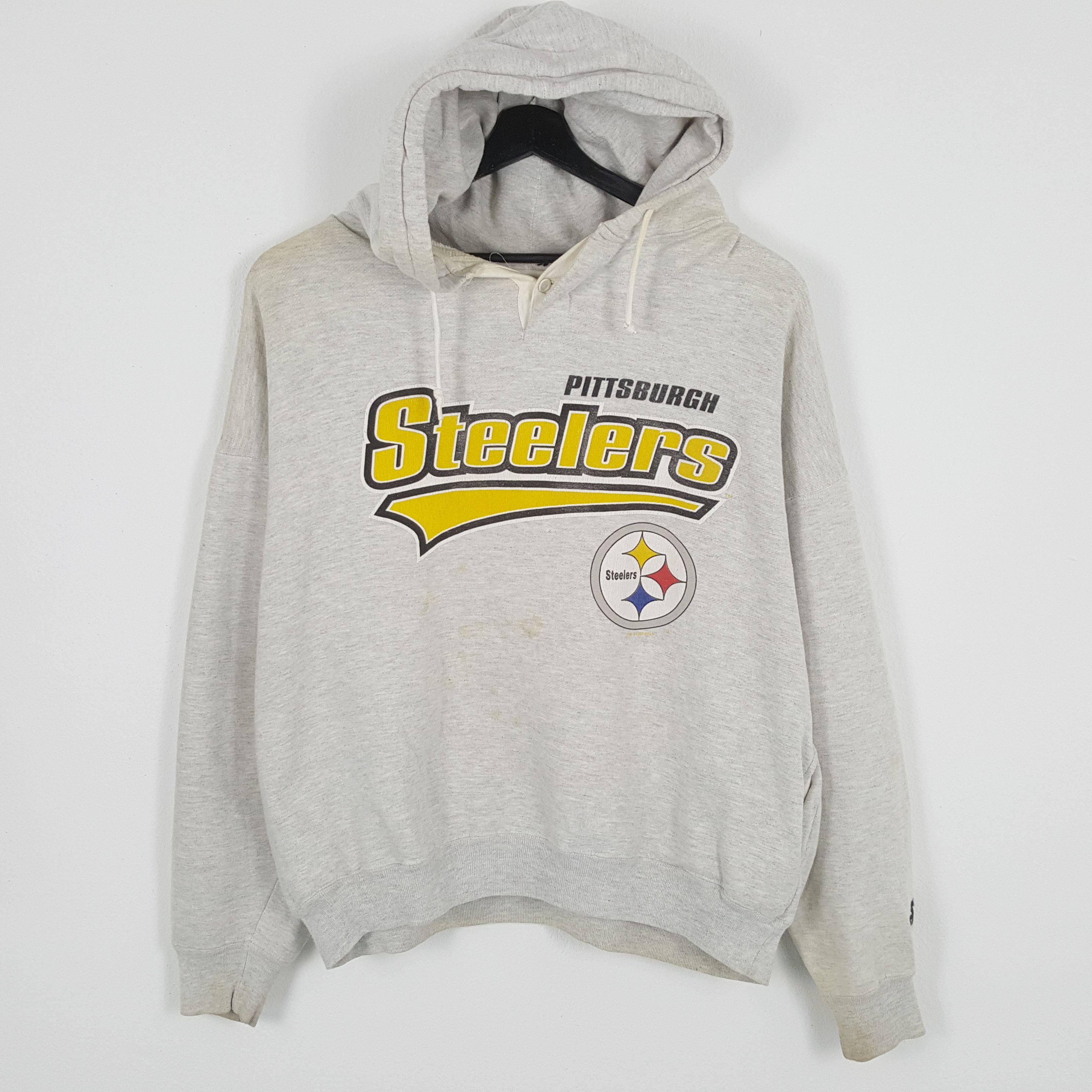 image of Nfl x Vintage Starter Hoodies Pittsburgh Steelers American Football Team in Grey, Men's (Size 2XL)