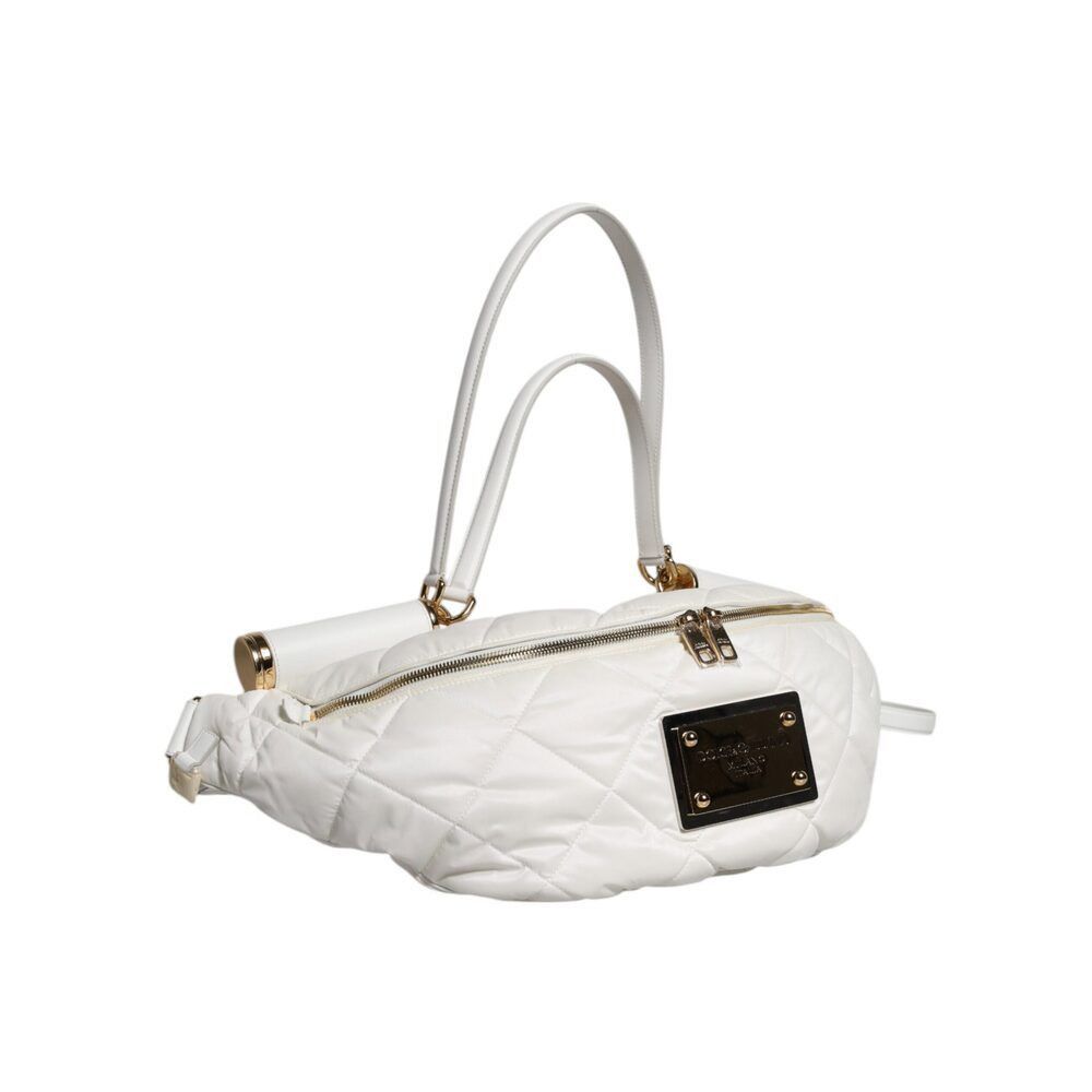 Dolce & Gabbana Dolce & Gabbana White Quilted Logo Plaque Belt Waist Fanny P Size ONE SIZE - 4 Thumbnail