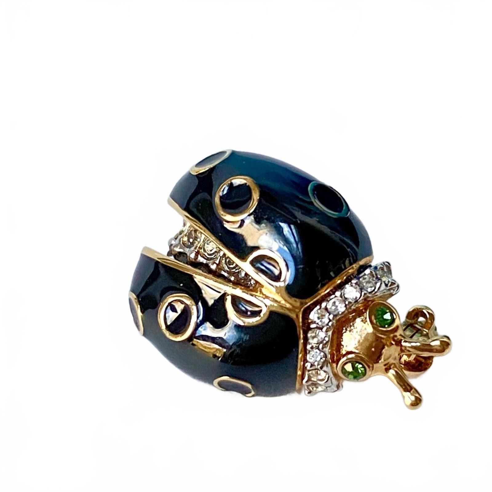 St. John Vintage St. John Gold Black Enamel Rhinestone Ladybug Brooch Size ONE SIZE - 8 Thumbnail