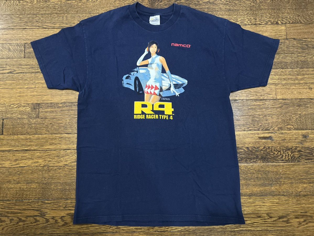 image of Vintage R4 Ridge Racer Type 4 Video Game T-Shirt in Navy, Men's (Size XL)