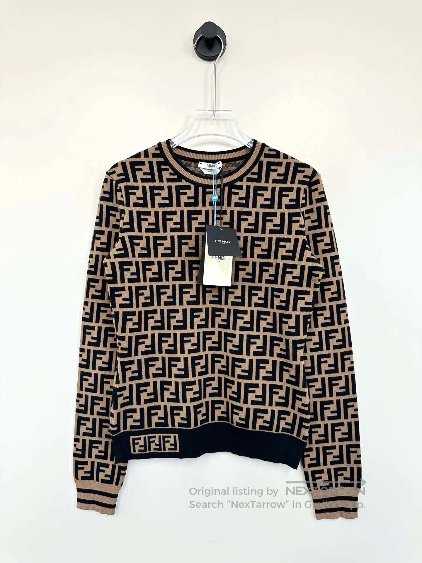 Fendi FENDI Brown Classic Monogrammed Logo Knit Sweater| Size XS / US 0-2 / IT 36-38 - 1 Thumbnail