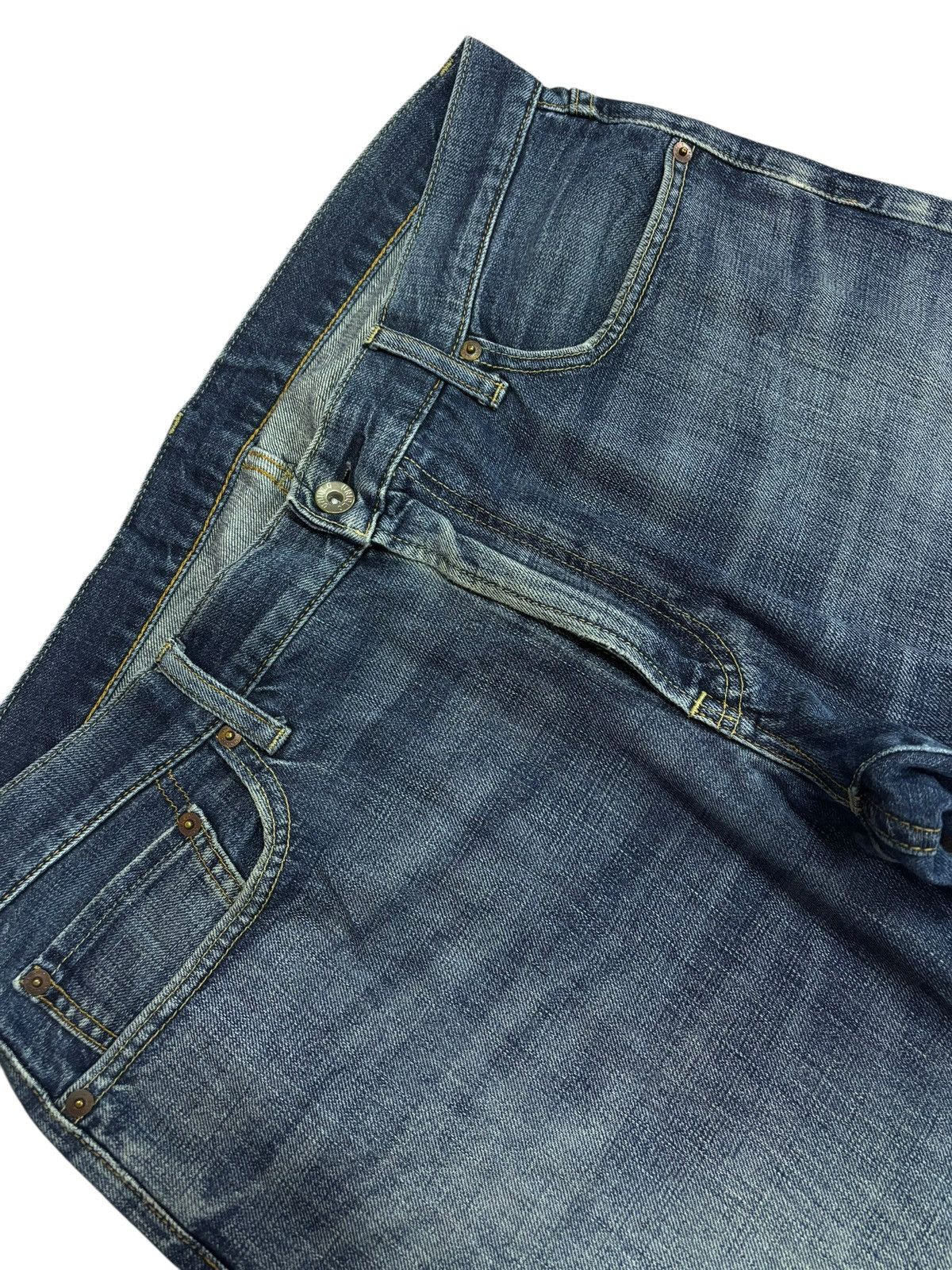 Japanese Brand × Kaihara Denim × Self Edge Vintage Kaihara Uniqlo Selvedge Faded Blue Washed Jeans Size US 37 - 4 Thumbnail