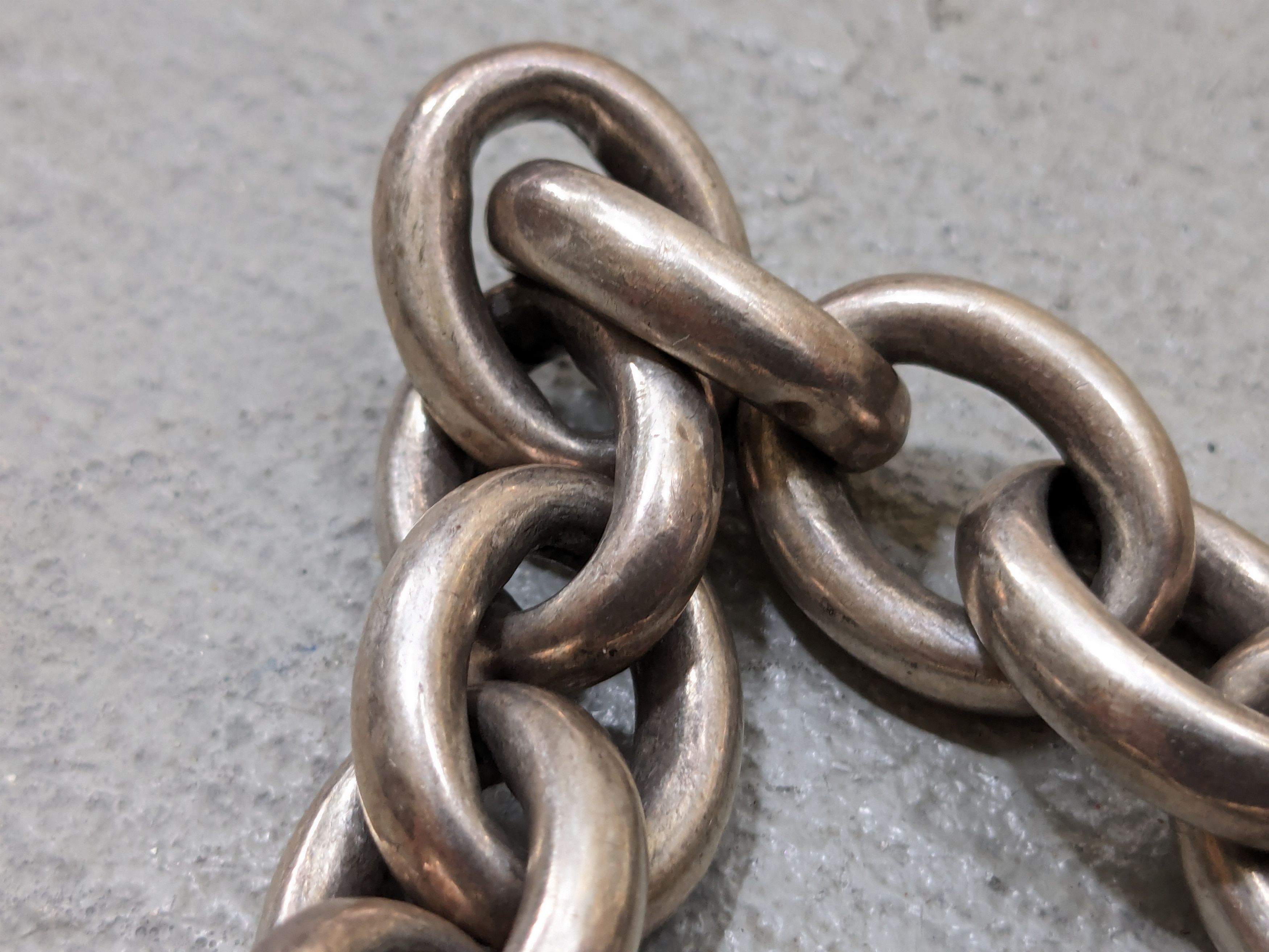 Other Vintage Sterling Silver Bracelet 9.5" Oval Chain Link 90s Size ONE SIZE - 10 Thumbnail
