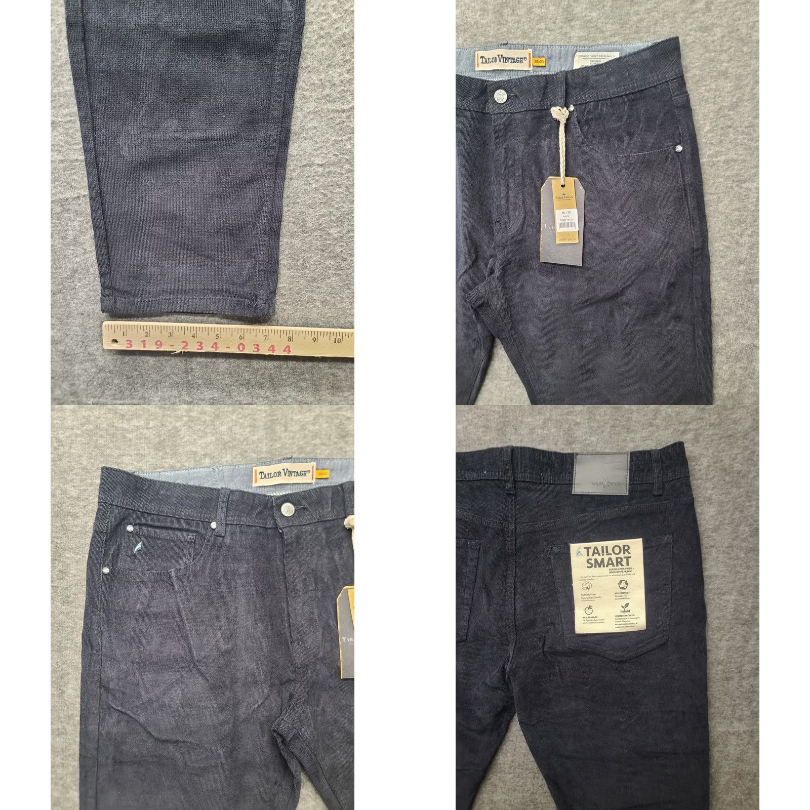 Vintage Tailor Vintage Canaan Slim Fit Pants Mens 36x30 Straight Leg Stretch Blue 5-Pocket Chino Trousers Holiday City Mens Size US 36 / EU 52 - 8 Thumbnail