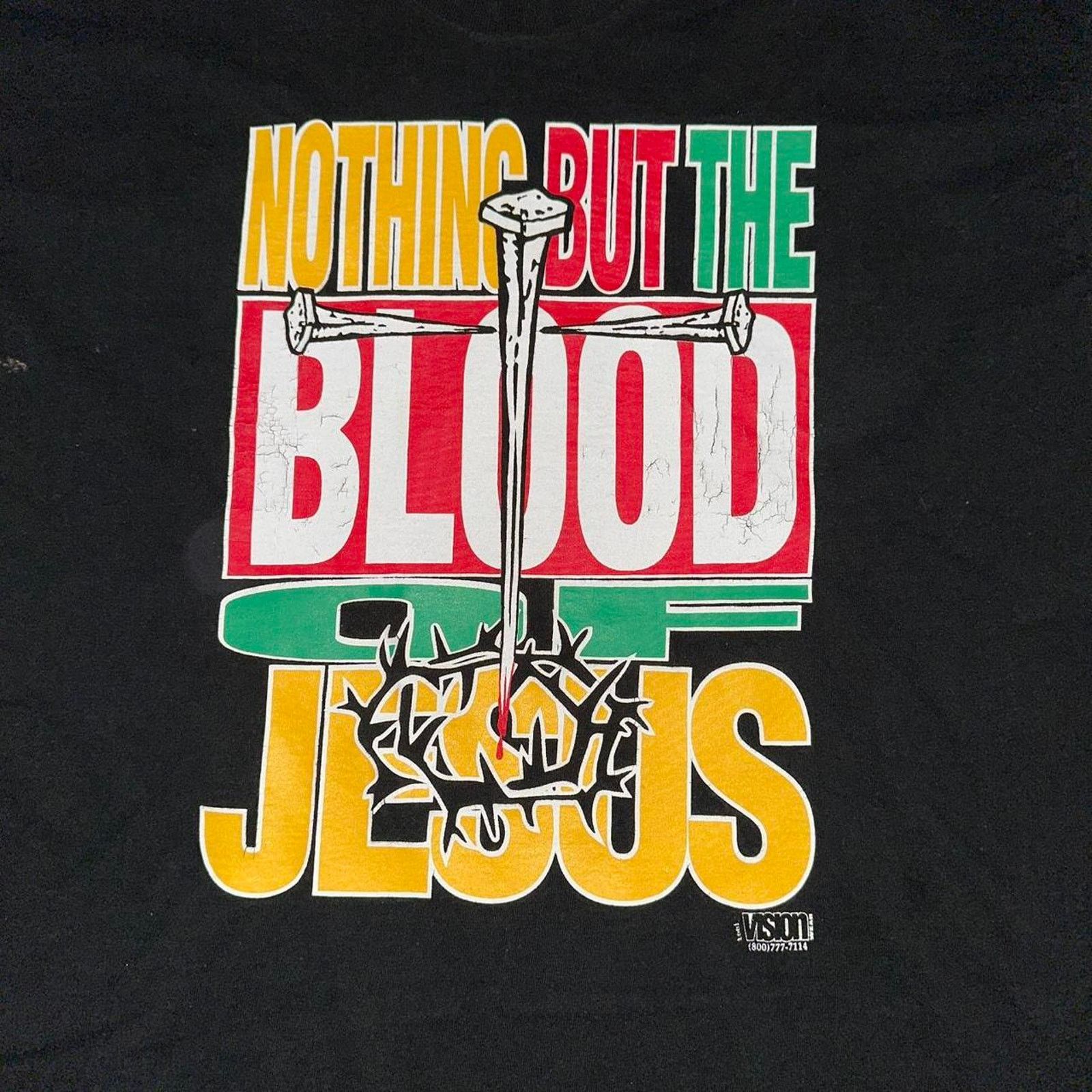 Vintage 90s SS Jesus Tee Nothing But The Blood Vision Wear 2XL 24x32 Size US XXL / EU 58 / 5 - 3 Thumbnail