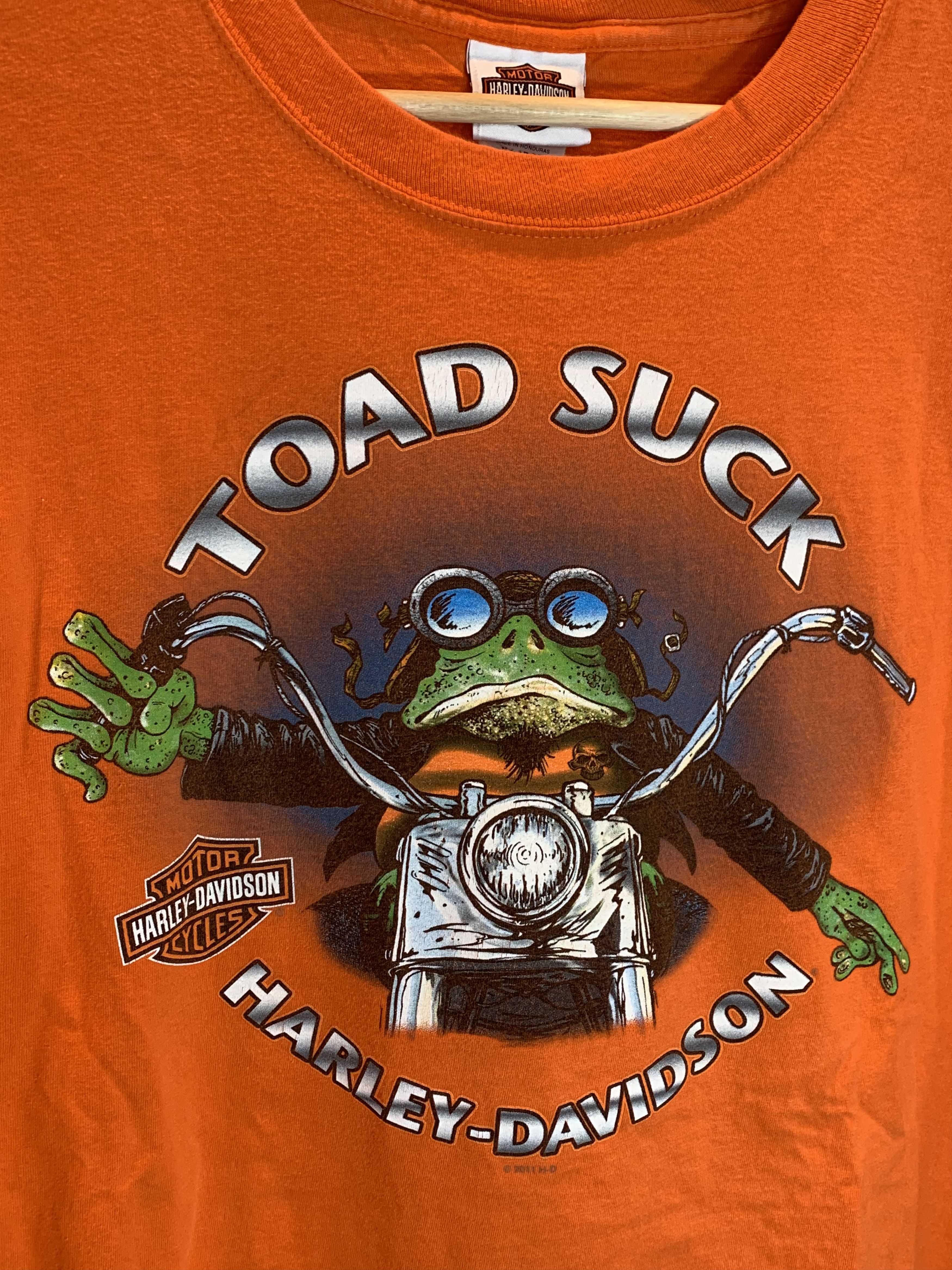 Harley Davidson RARE* Vintage Harley Davidson Toad Suck Frog Biker Art Shirt Size US XL / EU 56 / 4 - 3 Thumbnail