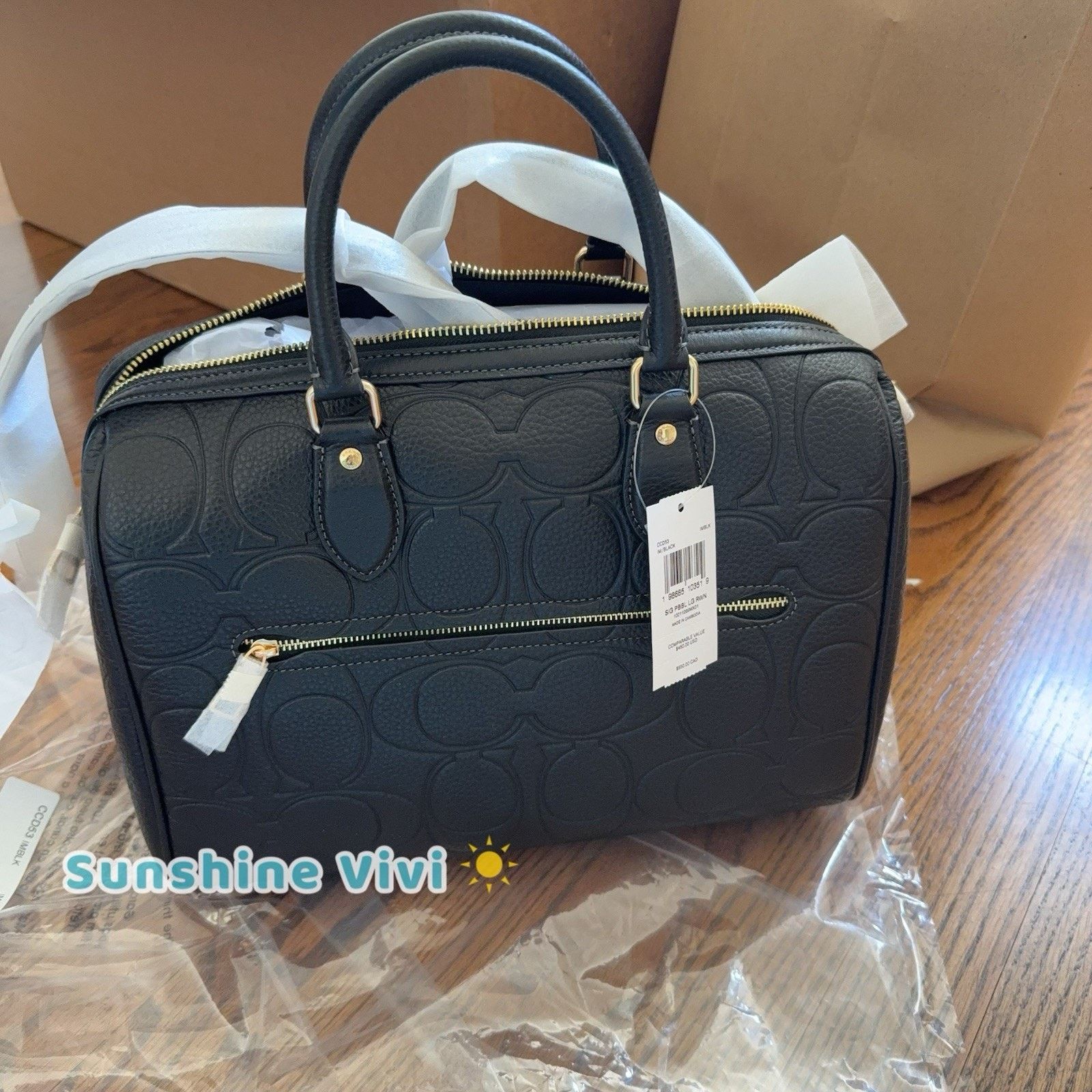 Coach NWT Coach CCD53 Rowan Large Satchel Bag Leather Gold/Black Size ONE SIZE - 5 Thumbnail