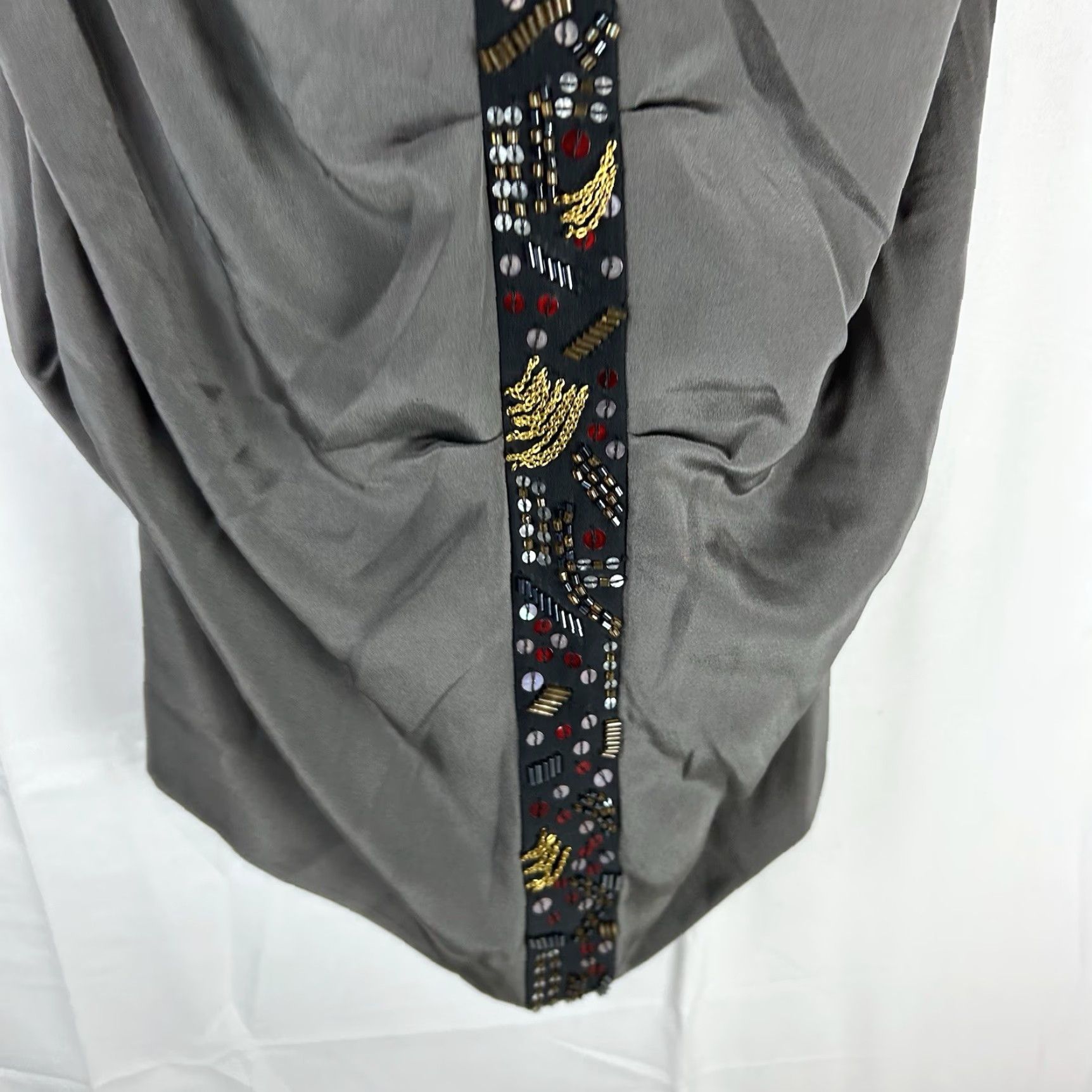 Nicole Miller Nicole Miller Dress Gray Draped Strapless Beaded Trim Evening Cocktail Mini 4 Women Girls Womens Size S / US 4 / IT 40 - 7 Thumbnail