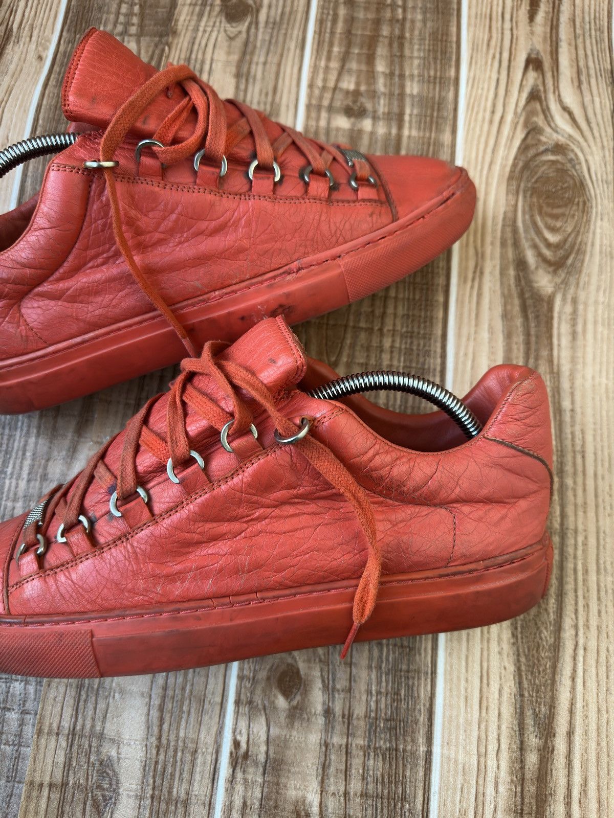 Balenciaga 🔥BALENCIAGA ARENA RED LEATHER LOW TOP SNEAKERS Size US 9 / EU 42 - 11 Thumbnail