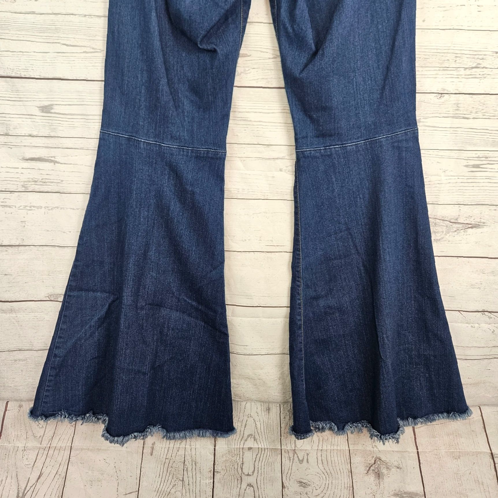 Vintage Judy Blue Womens Memphis Hi Waist Flare Jeans Sz 13 Blue Raw Hem Size 34" / US 12 / IT 48 - 5 Thumbnail