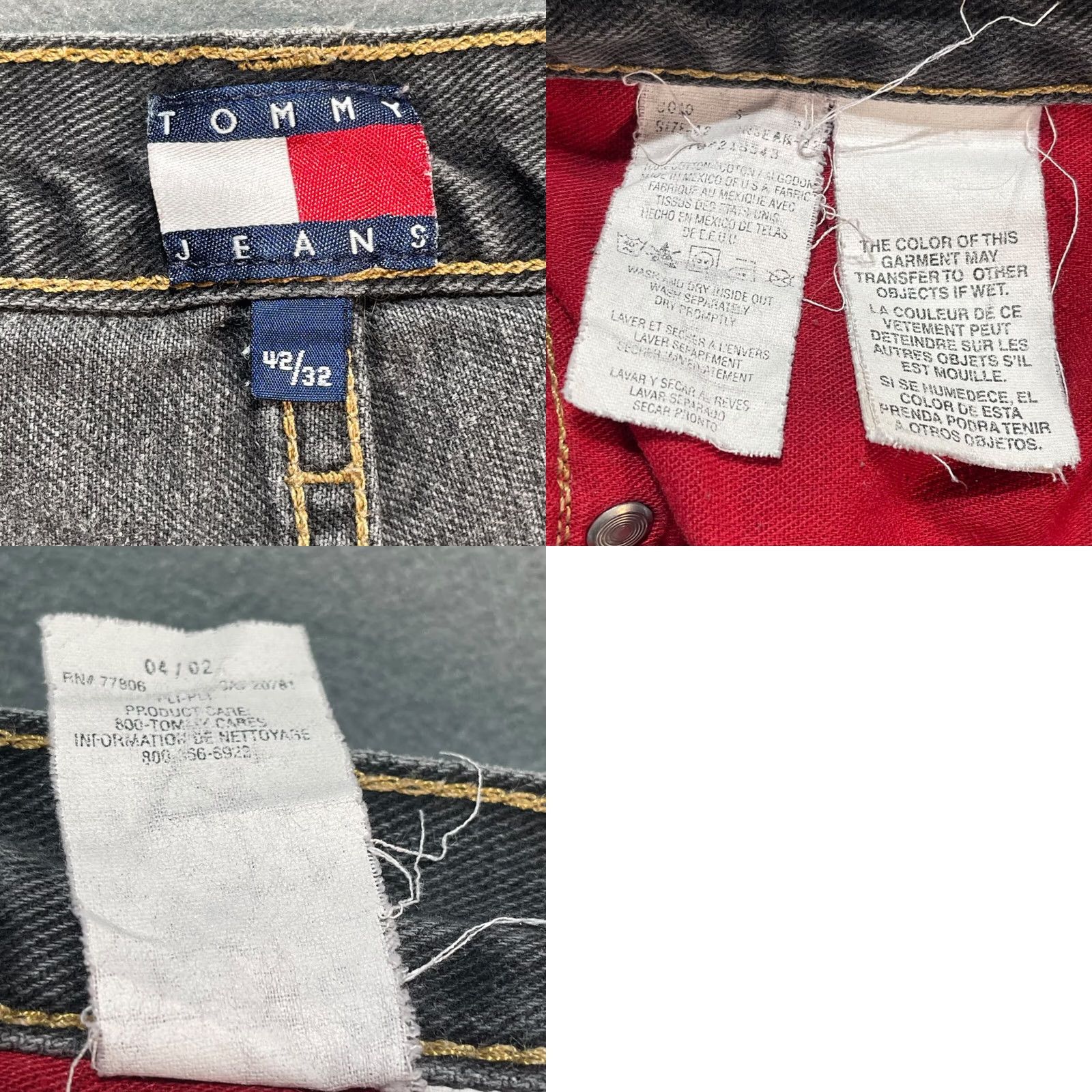 Tommy Hilfiger VINTAGE Tommy Jeans Mens Jeans 42x32 Black Distressed Grunge Baggy 2002 Denim/Denim Jeans 5-Pocket Mens Distressed Grunge 2002 Size US 42 / EU 58 - 9 Thumbnail