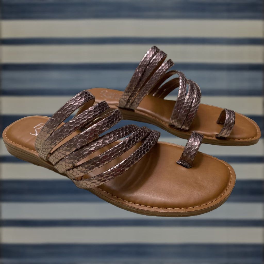 Franco Sarto Snakeskin Leather Thong Sandals Rose Size 6.5M Women Casual Flat