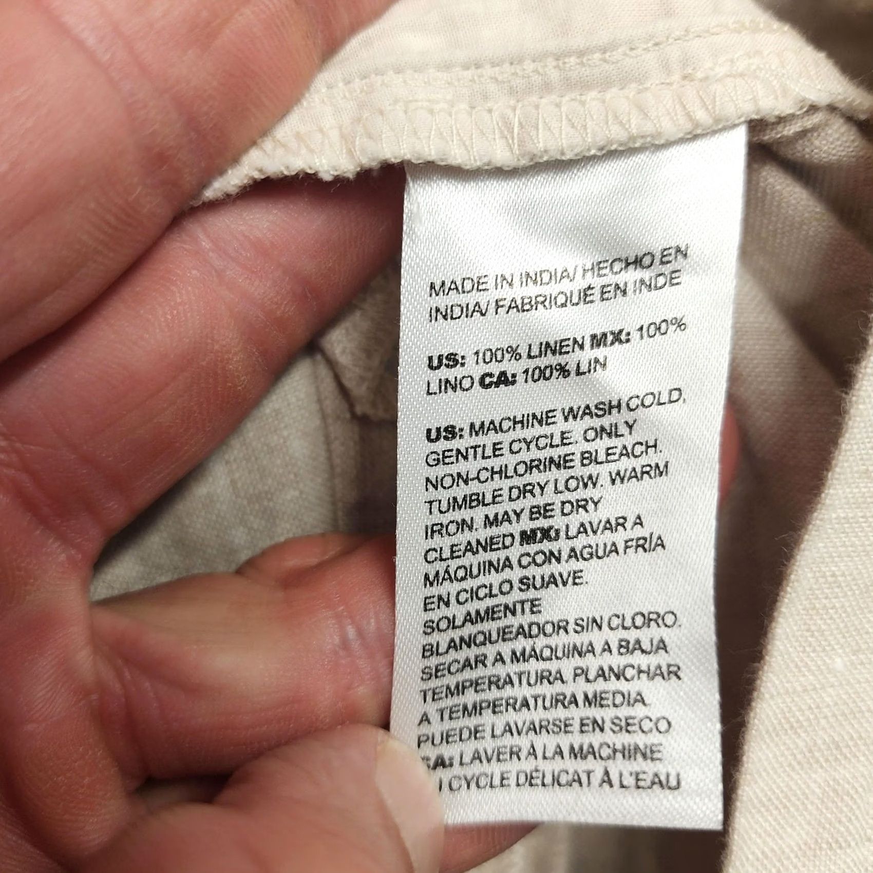 Vintage Chico's Linen Pants Womens Beige Cropped Pull On Button Hem Pockets Small Size 28" / US 6 / IT 42 - 4 Thumbnail