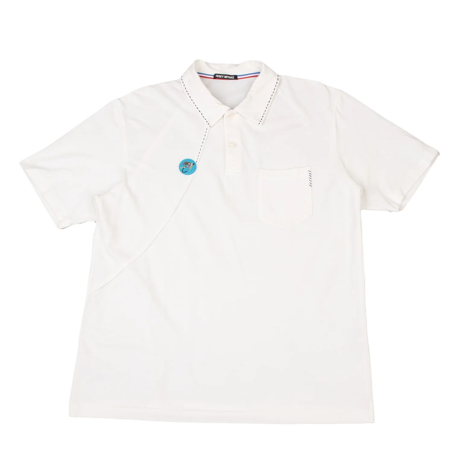 Issey Miyake Contrast Patchwork Polo Shirt in White Size US XL / EU 56 / 4 - 1 Thumbnail