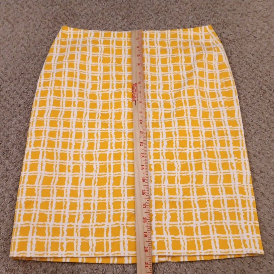 Talbots Talbots Skirt Petites 6P Yellow Geometric Knee Length Pencil Lined Slit Tight Zip Cotton Women Vintage No Size 28" / US 6 / IT 42 - 4 Thumbnail