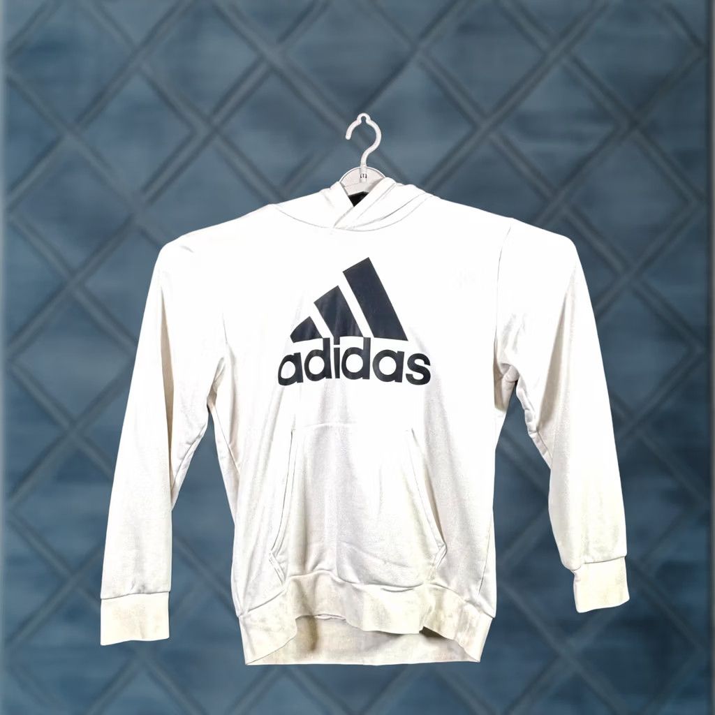 Adidas Adidas Hoodie Mens White Pullover Performance Sports Running Logo Print Training Size US L / EU 52-54 / 3 - 1 Thumbnail