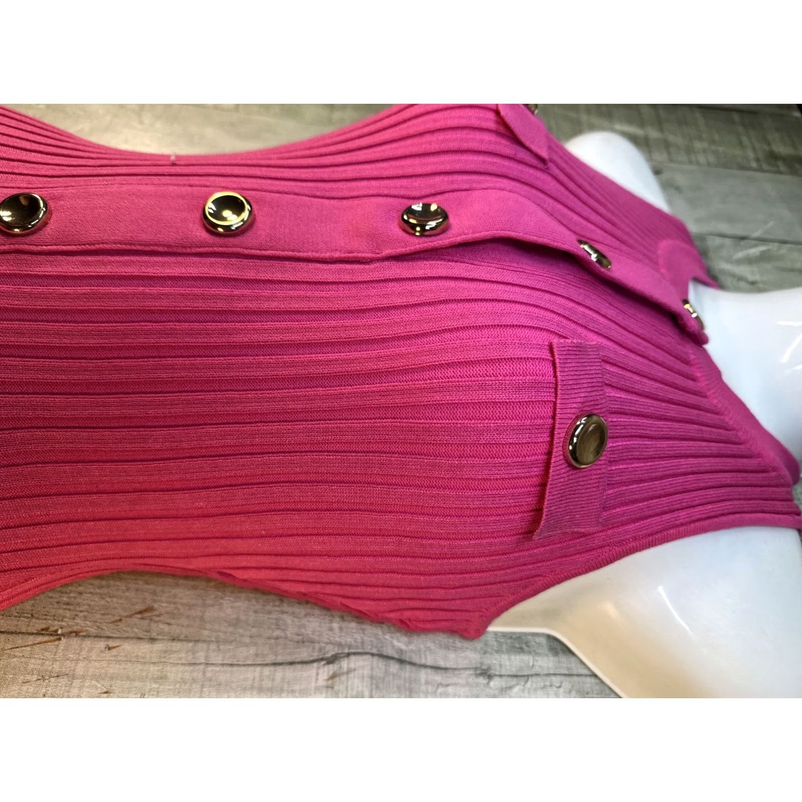 Pinko Hera Pink Ribbed Bodycon Mini Dress Button Front Y2K Barbiecore S Womens Dress Size S / US 4 / IT 40 - 5 Thumbnail